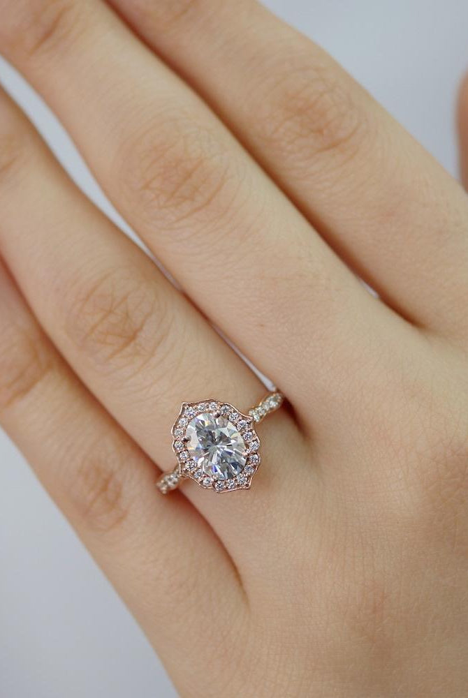 Oval Cut Moissanite Halo Ring
