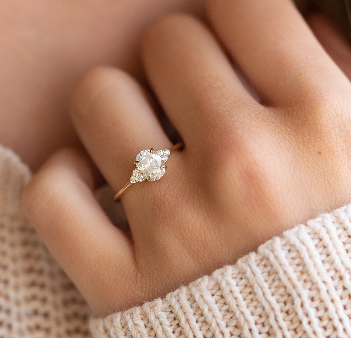 1.50ct Elongated Oval Moissanite Ring