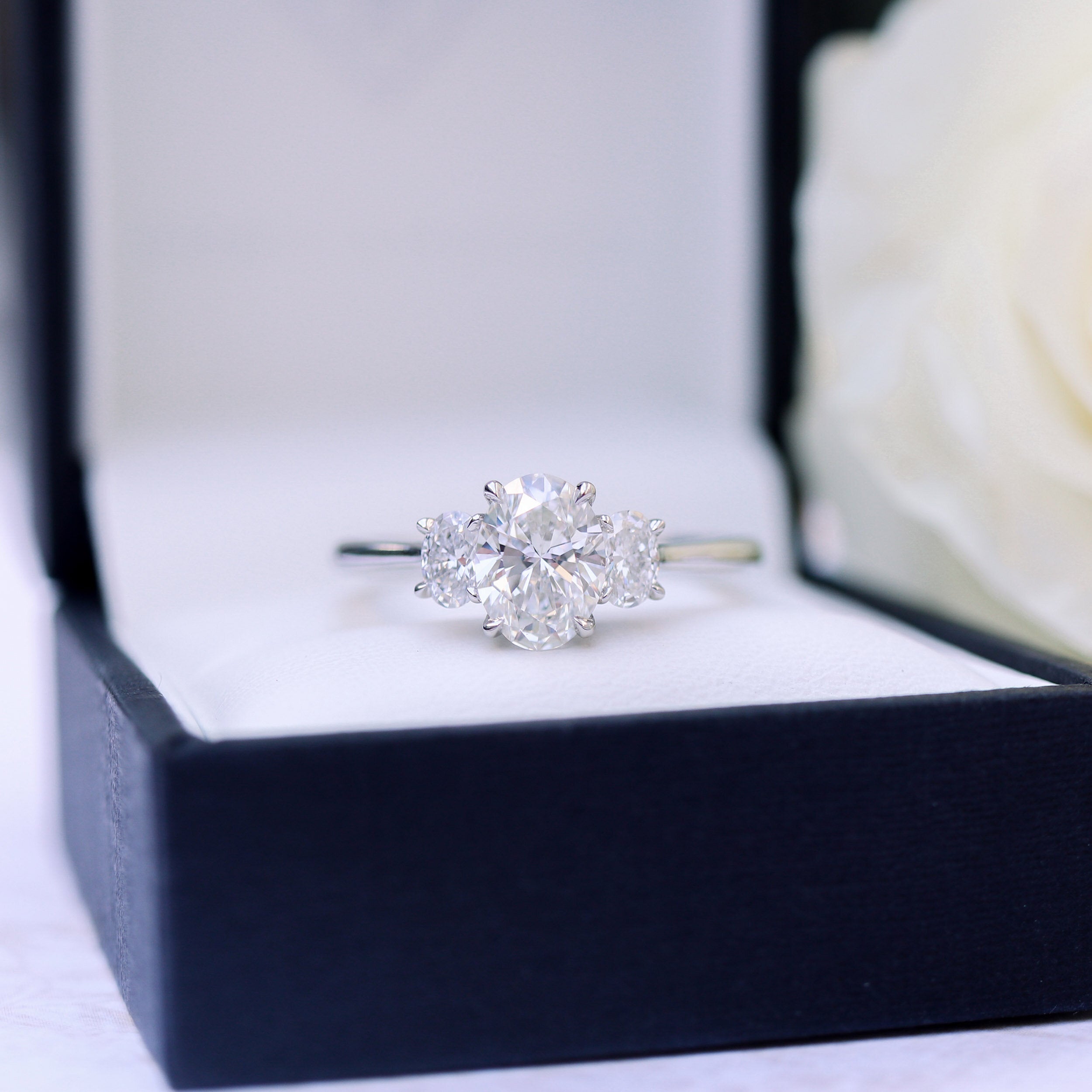 Oval Three Stone Engagement Ring