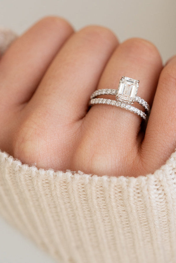 Emerald Cut Moissanite Engagement Ring