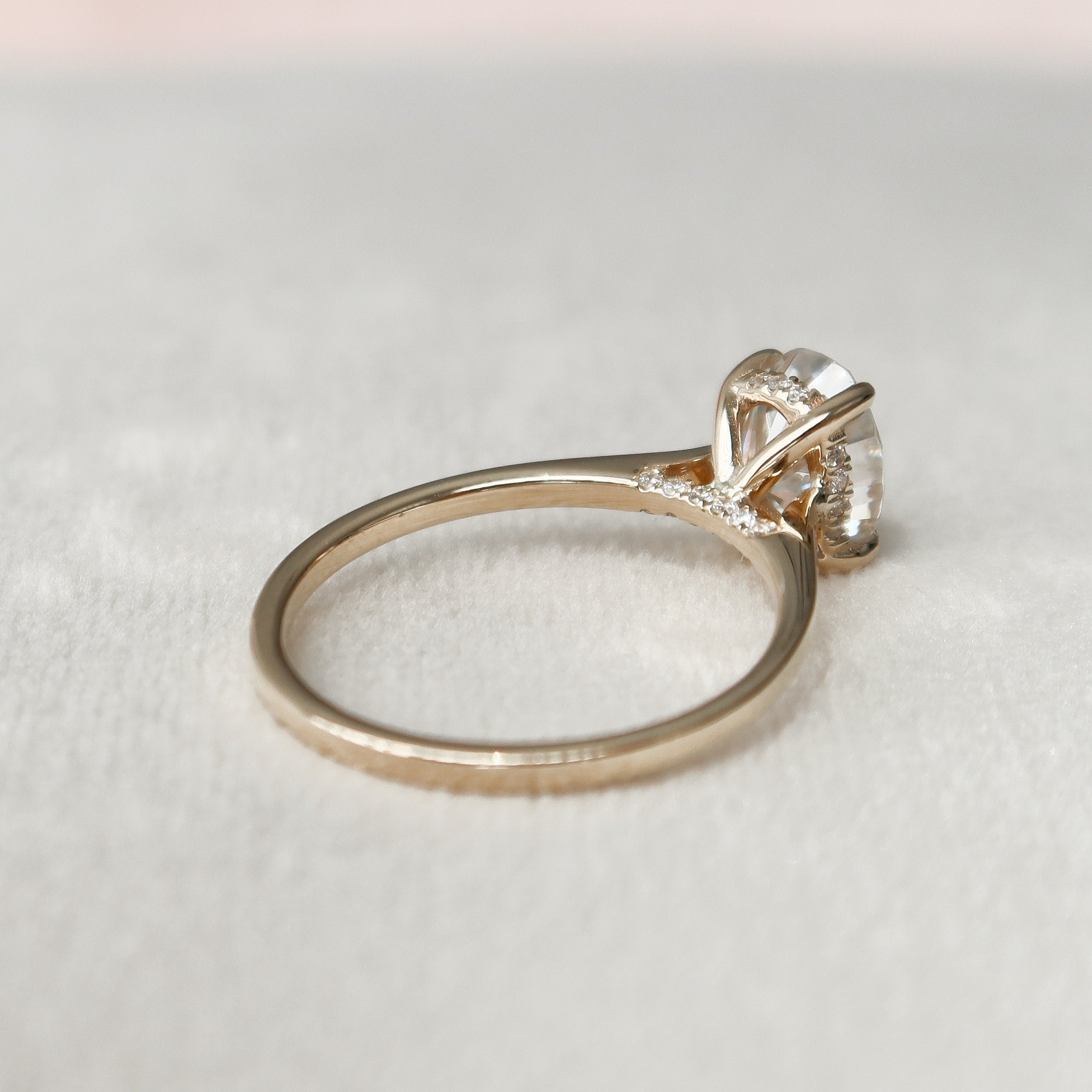 Cathedral Set Moissanite Ring