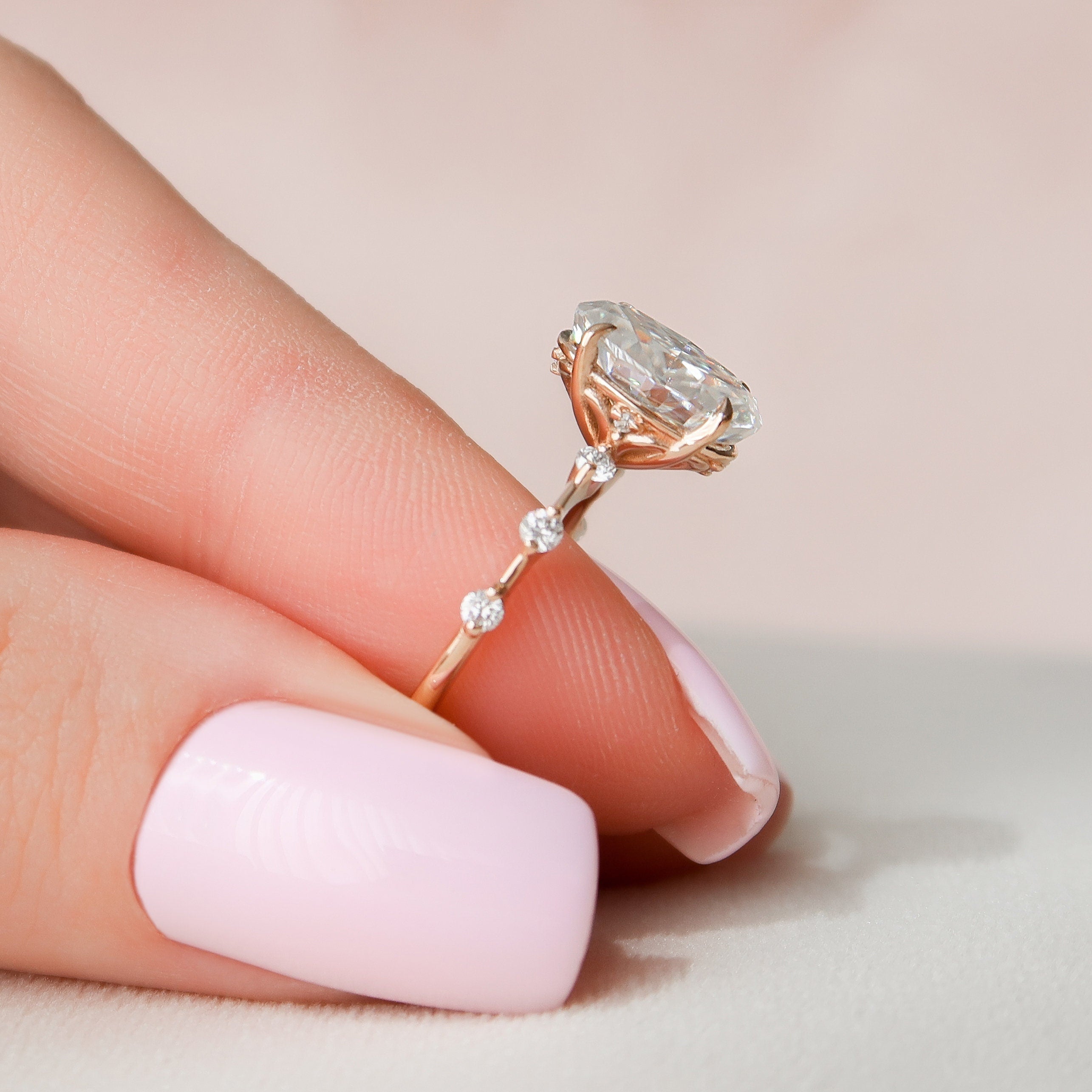 Oval Diamond Alternative Ring