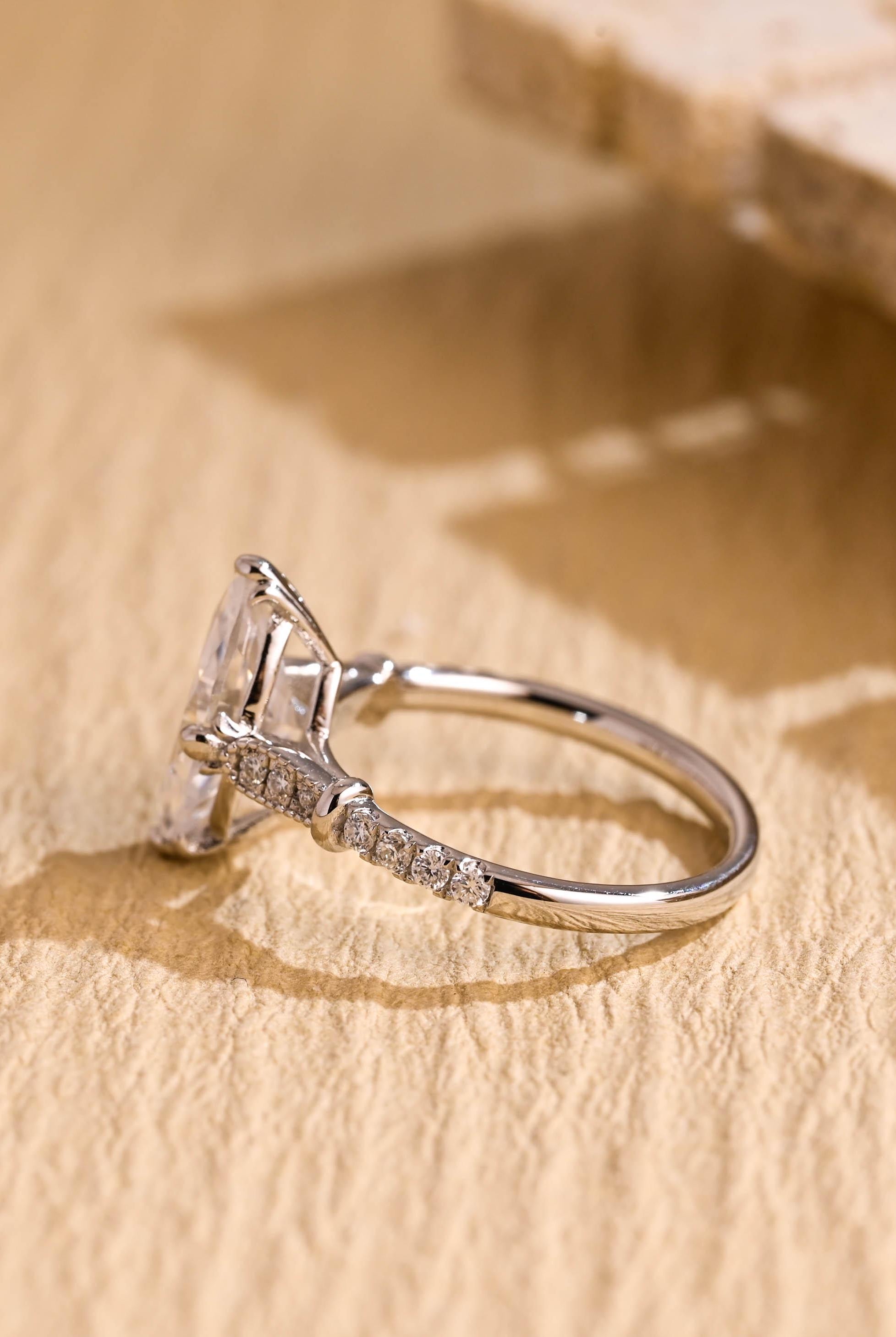 Marquise Cut Moissanite Engagement Ring