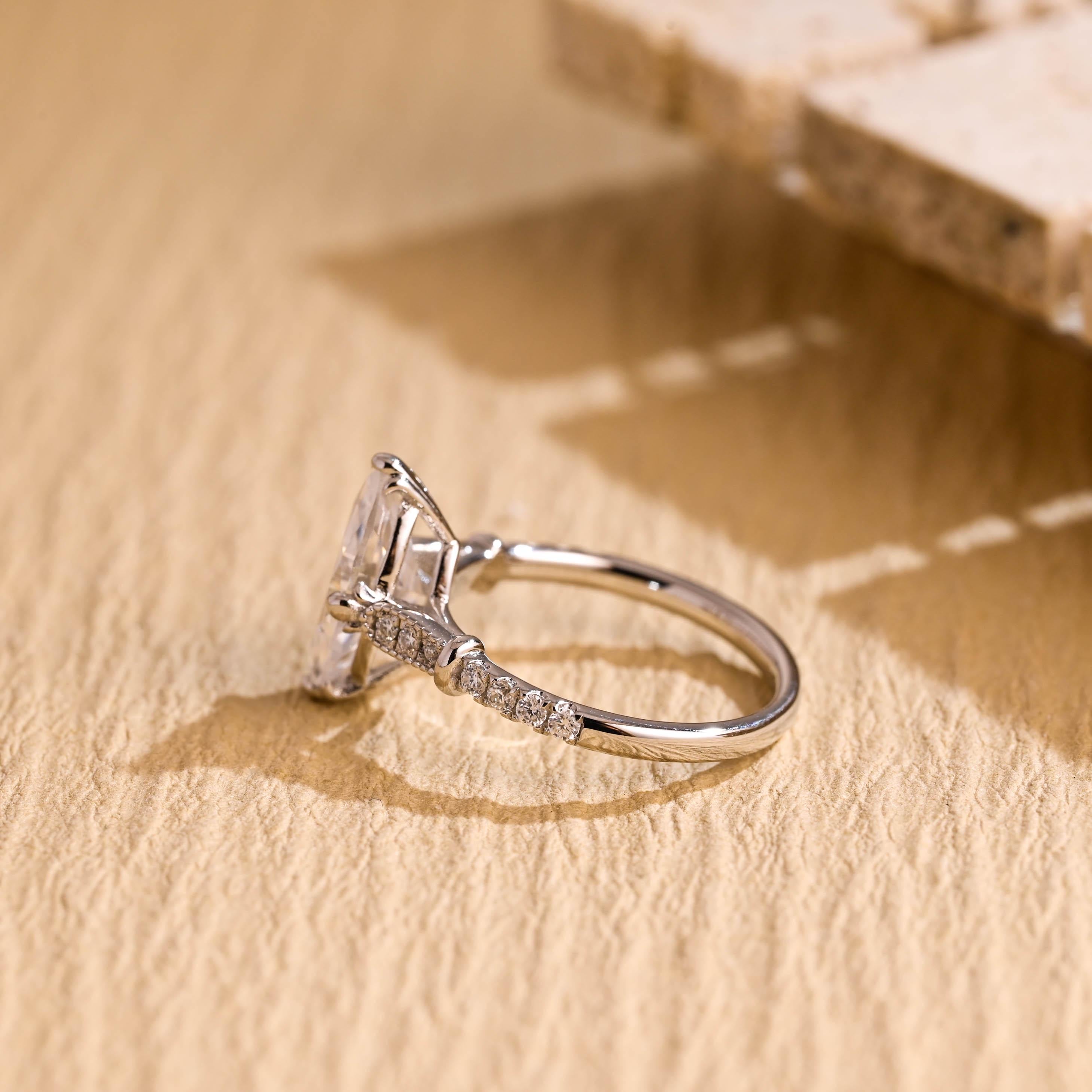 Marquise Cut Moissanite Engagement Ring