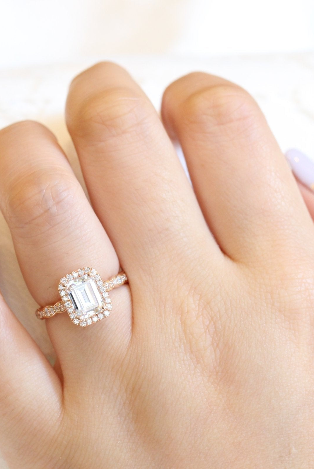 Emerald Cut Moissanite Ring