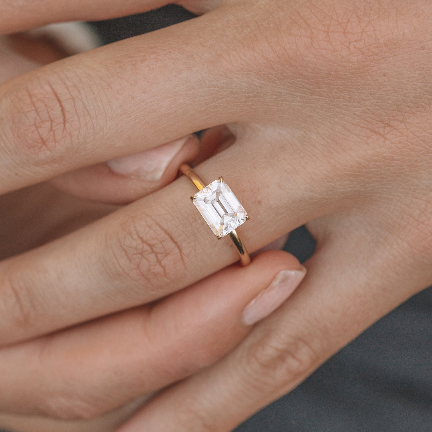 1.60ct Emerald Cut Moissanite Ring