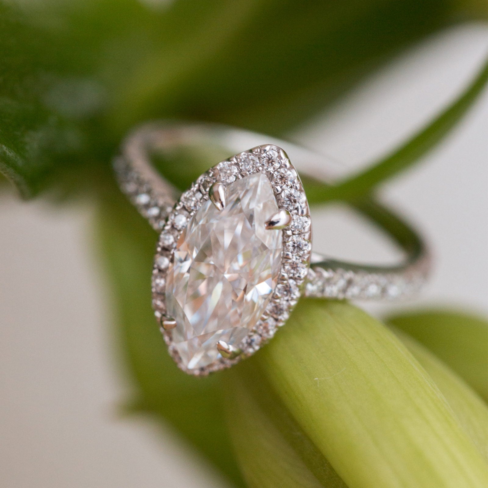 Marquise Cut Moissanite Ring