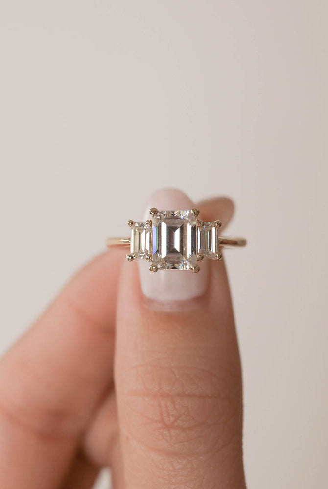 Emerald Cut Moissanite Engagement Ring