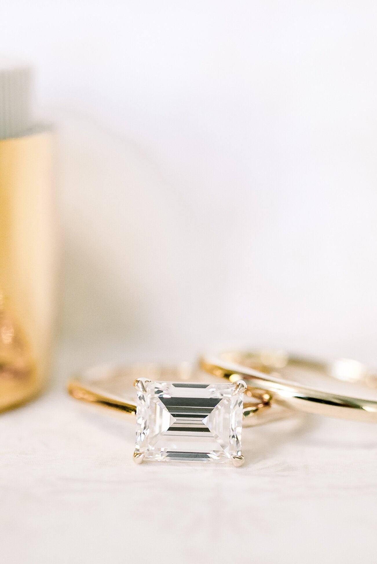 East West Moissanite Engagement Ring