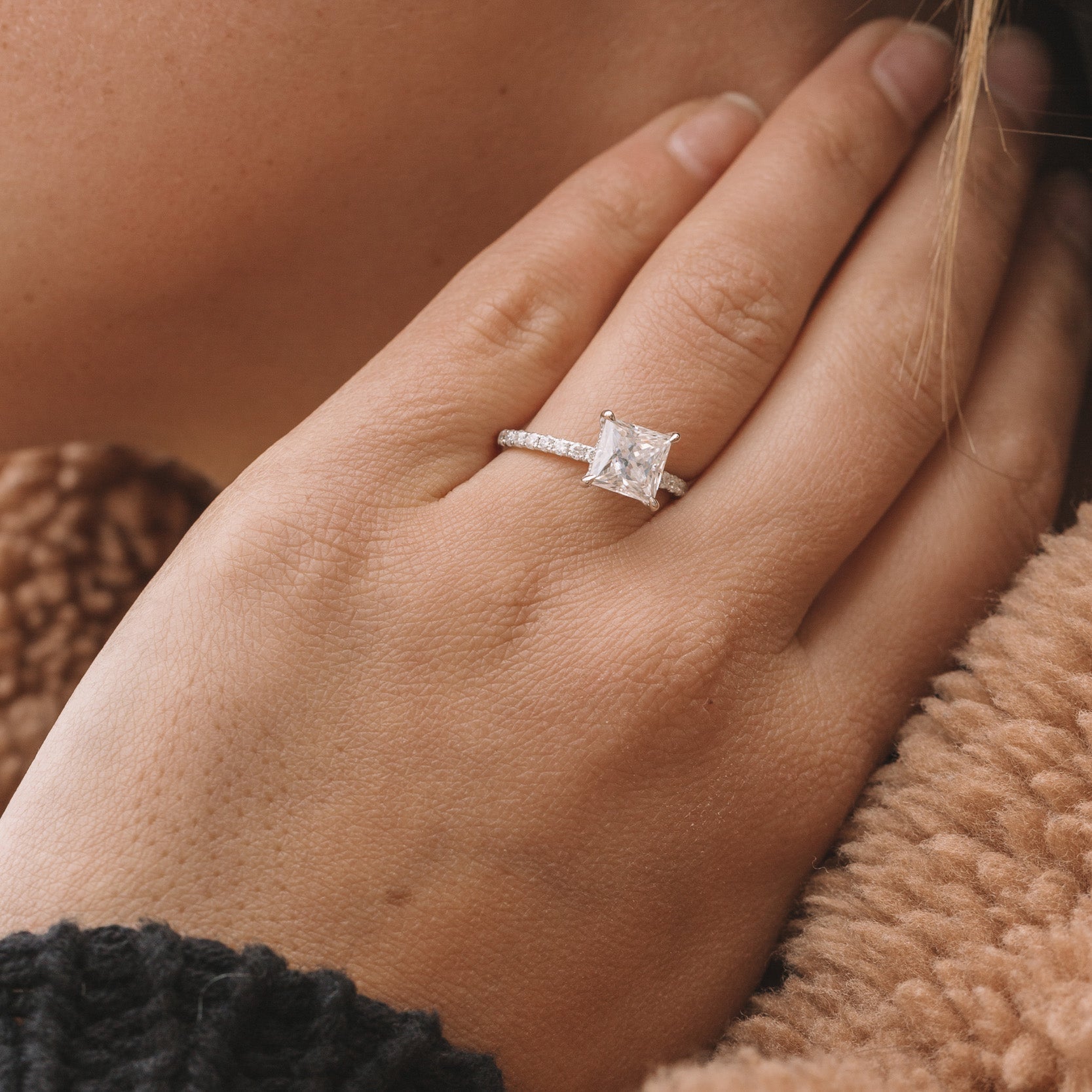 Hidden Halo Moissanite Engagement Ring