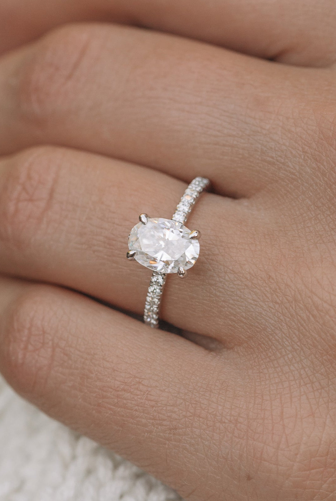 Oval Hidden Halo Moissanite Ring