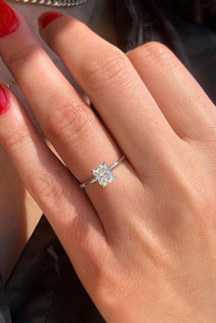 Radiant Solitaire Moissanite Ring