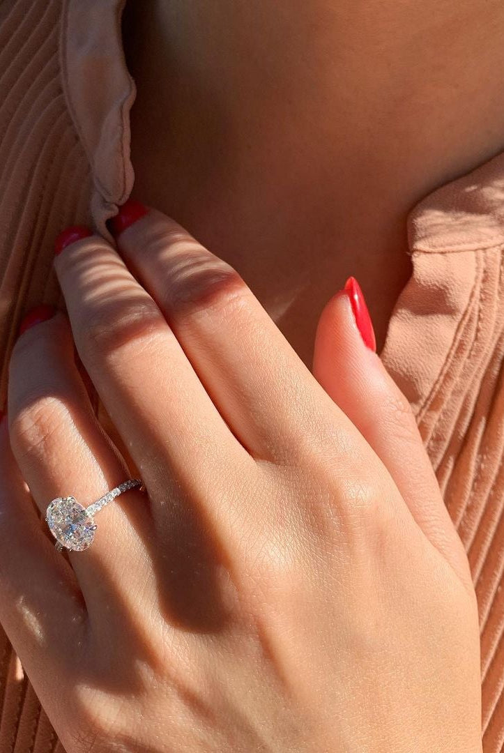 Hidden Halo Oval Ring