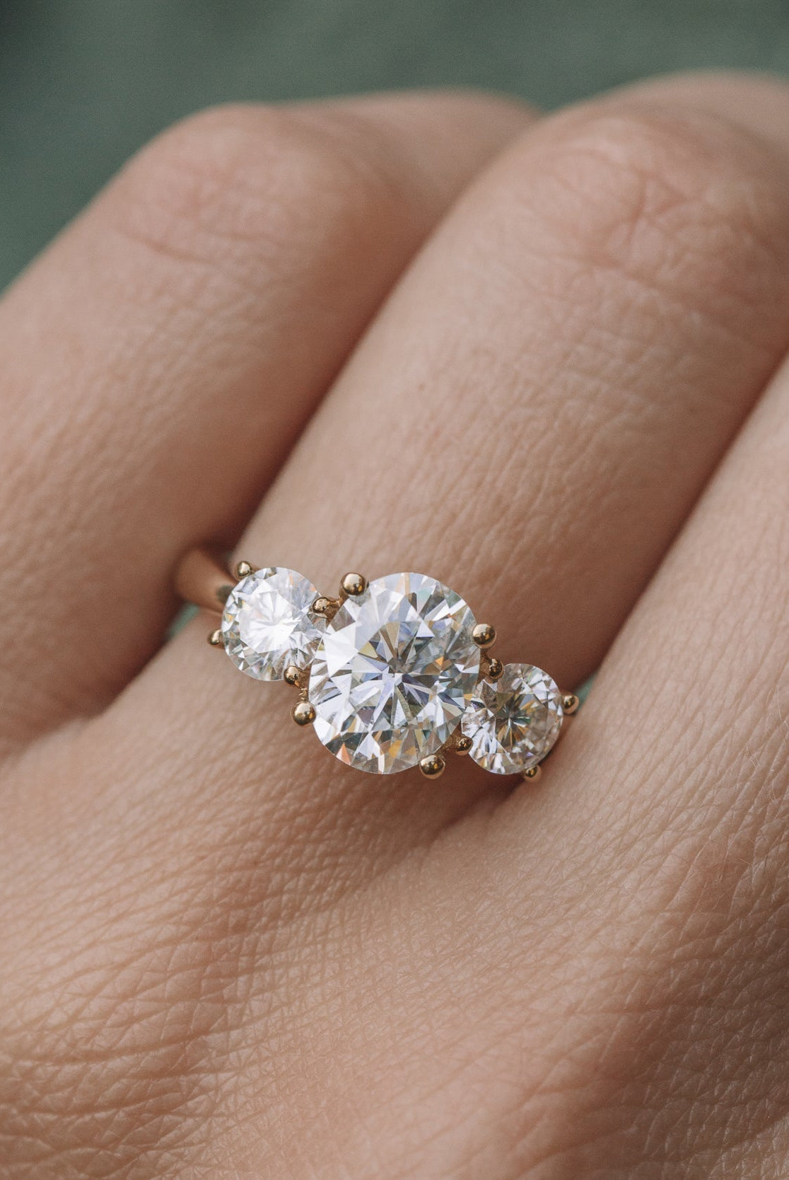 Oval Three Stone Moissanite Ring