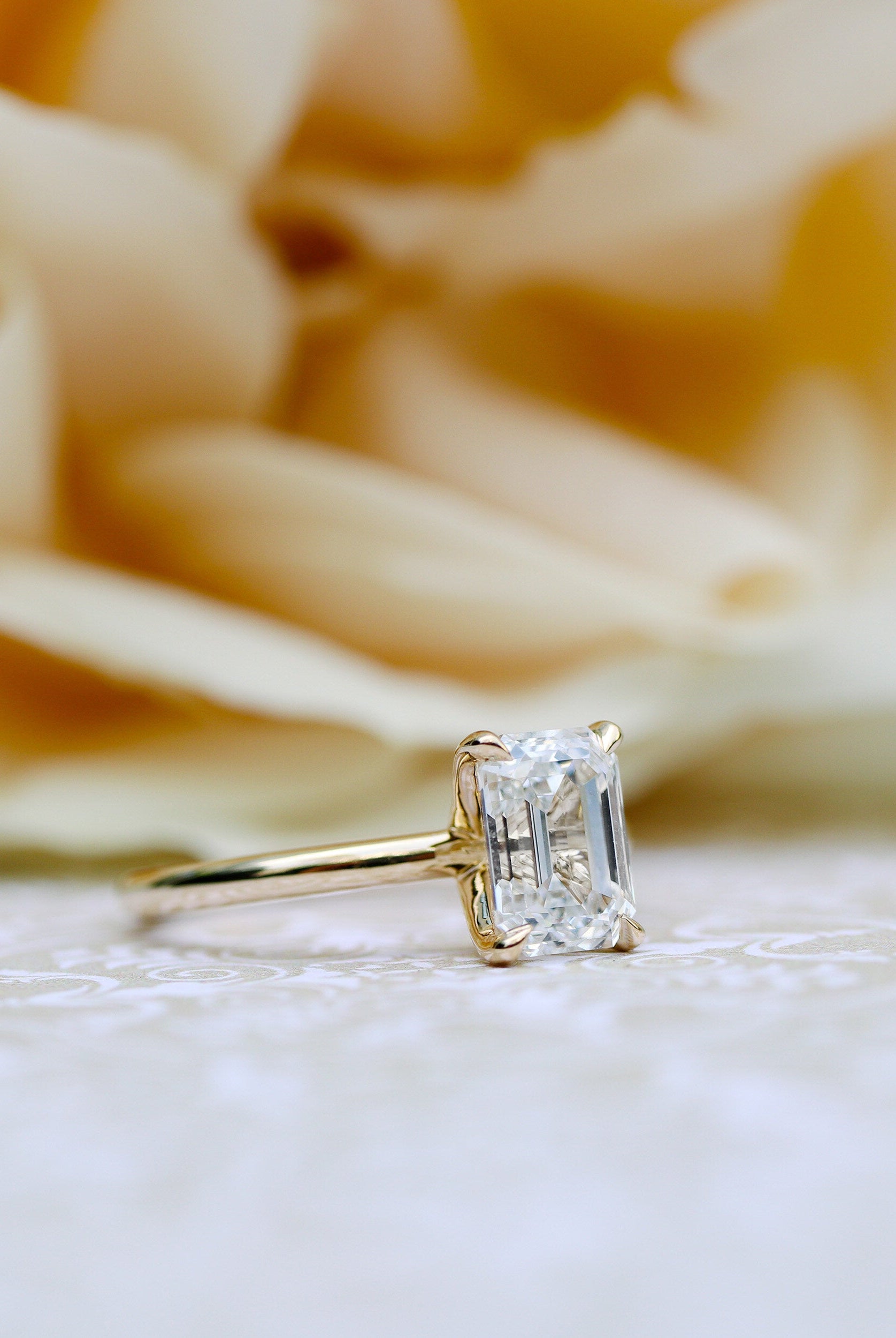 2.75ct Emerald Cut Moissanite Diamond Solitaire Engagement Ring For Her