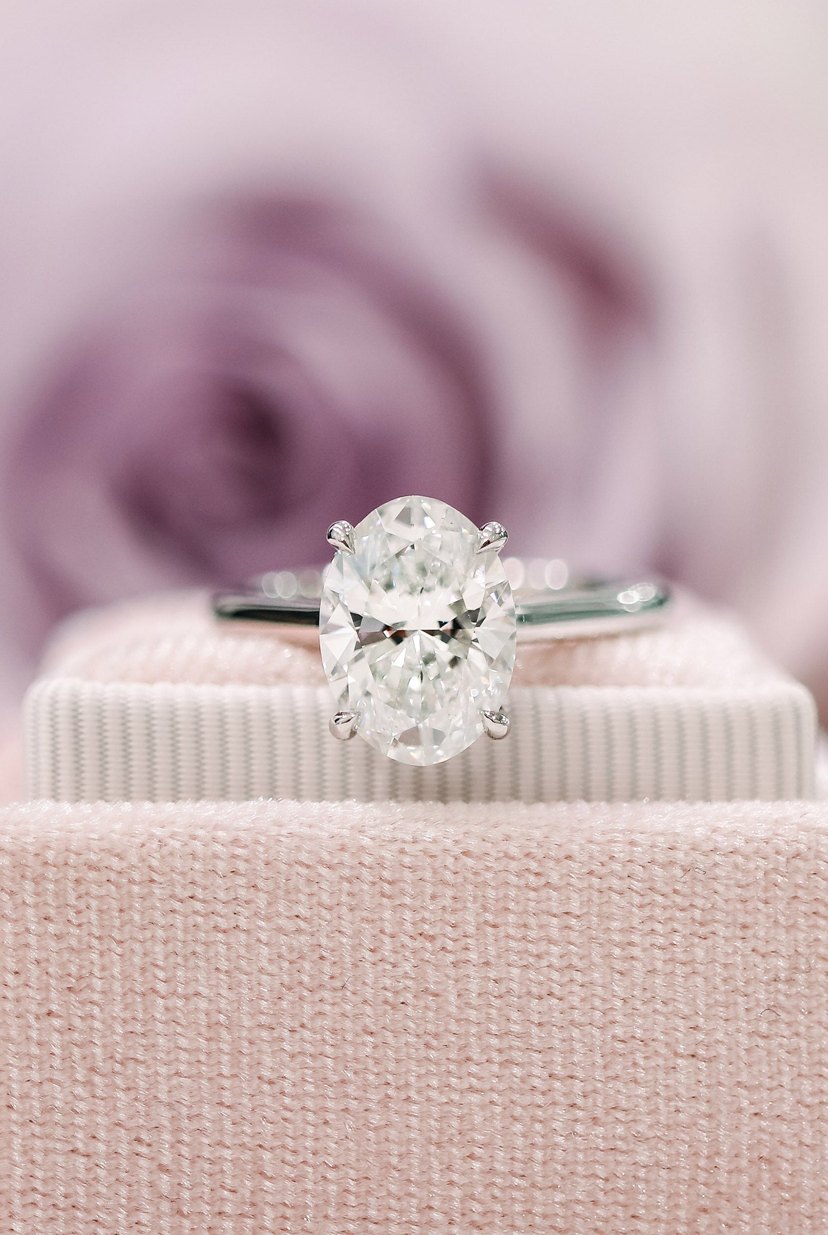 1.75ct Oval Cathedral Set Moissanite Diamond Solitaire Engagement Ring