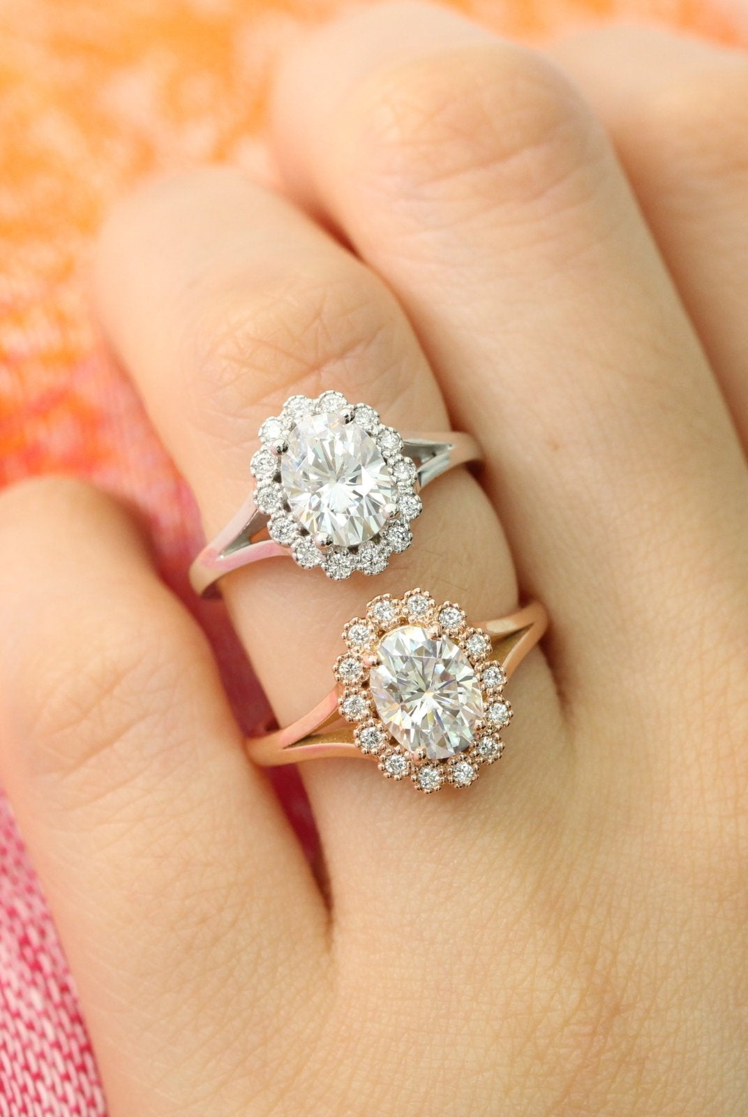 1.50CT Vintage Oval Cut Diamond Moissanite Halo Engagement Ring