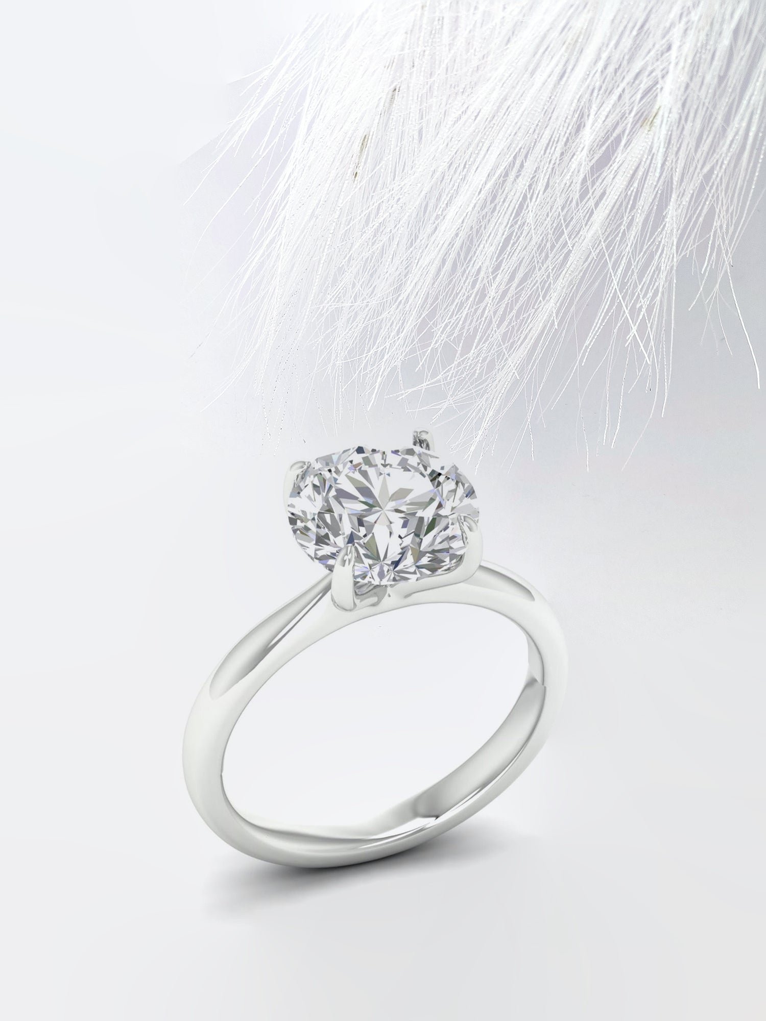 Round Cut Moissanite Cathedral Diamond Engagement Ring For Women