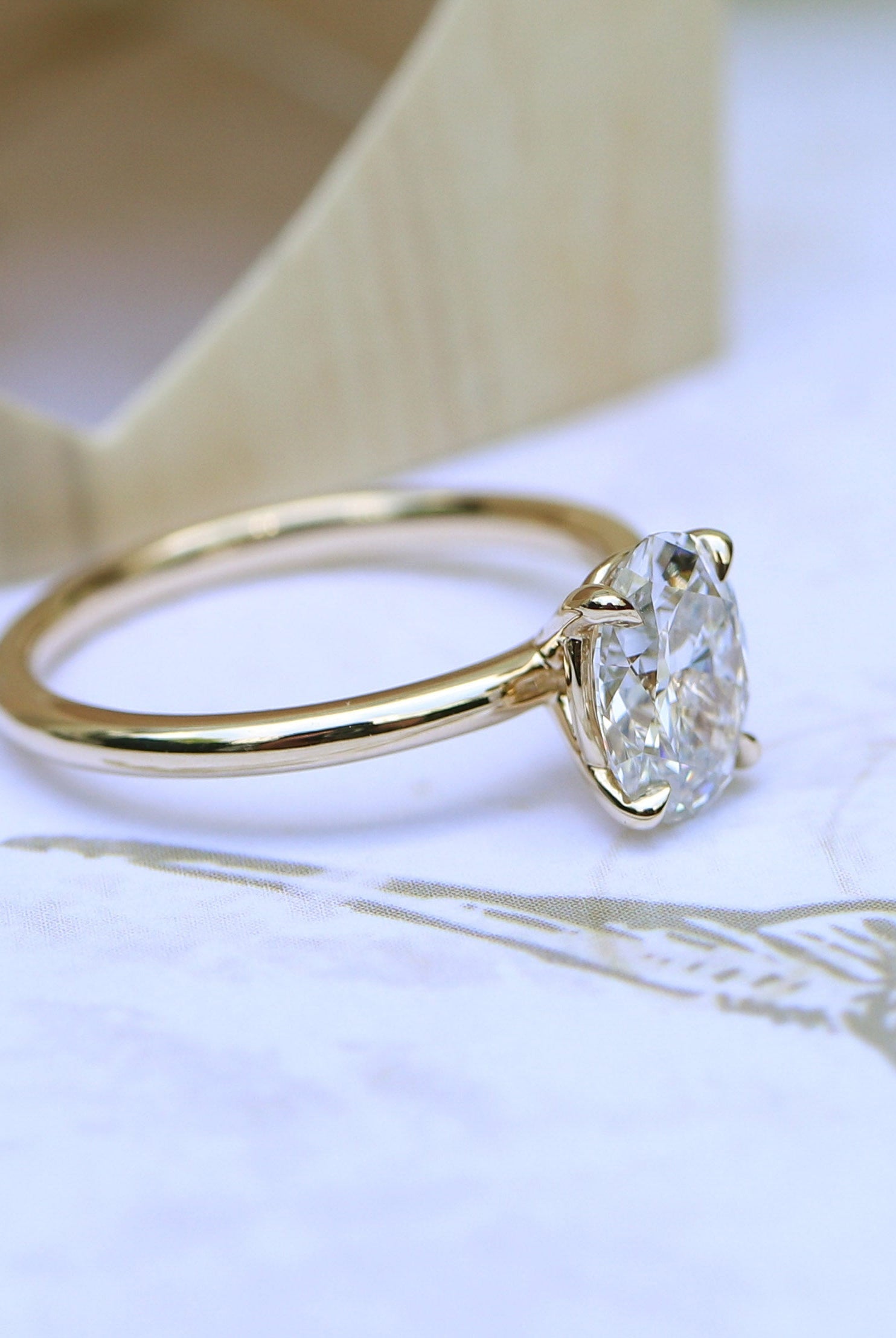 2.0ct Oval Four Prong Moissanite Diamond Solitaire Engagement Ring For Women