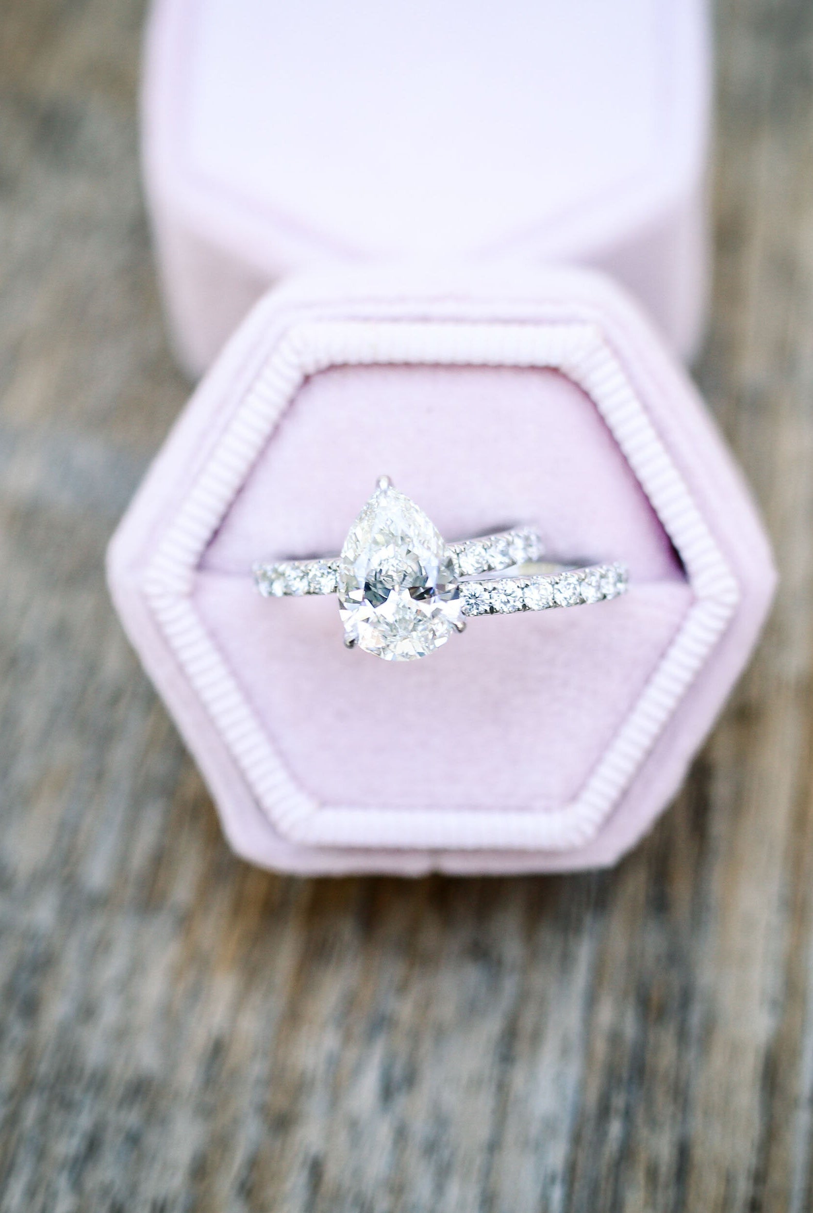 2.25CT Pear Hidden Halo Moissanite Diamond Pave Engagement Ring