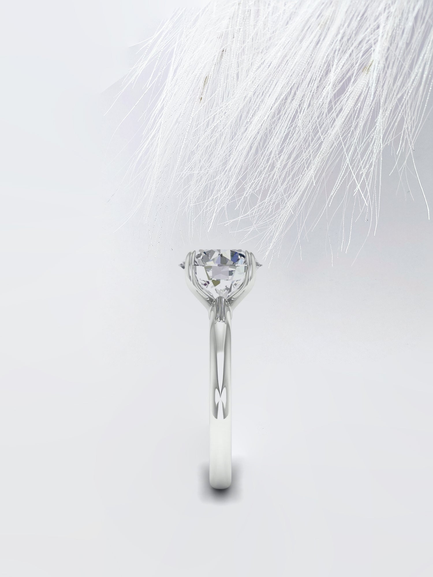 Round Cut Moissanite Cathedral Diamond Engagement Ring For Women