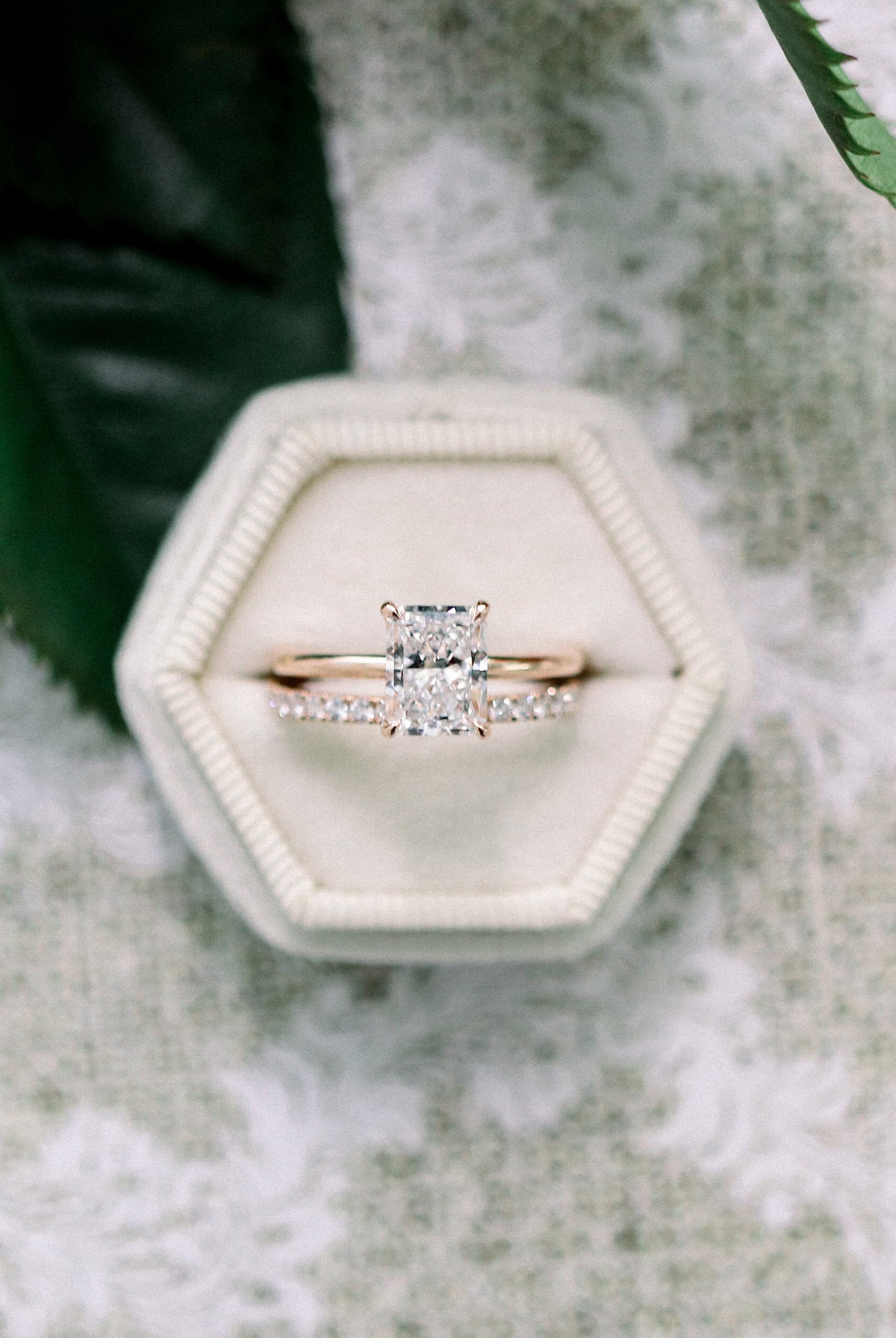 Moissanite emerald cut eternity ring NY