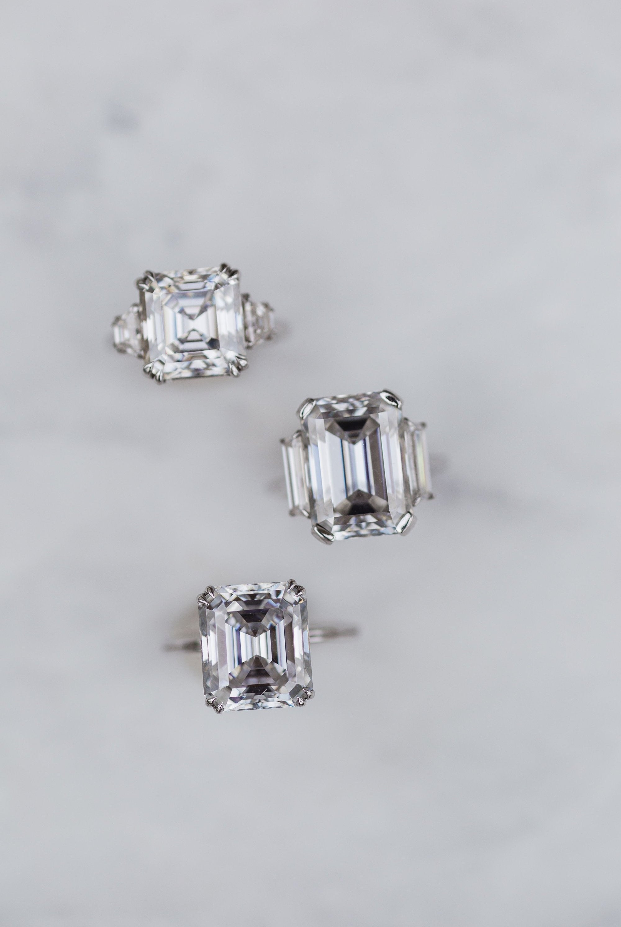 4.10CT Asscher Cut Moissanite Engagement Ring in 14K White Gold