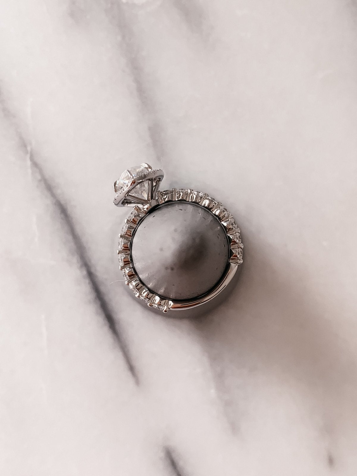 2.0CT Pear Halo Moissanite Diamond Bubble Pave Engagement Ring