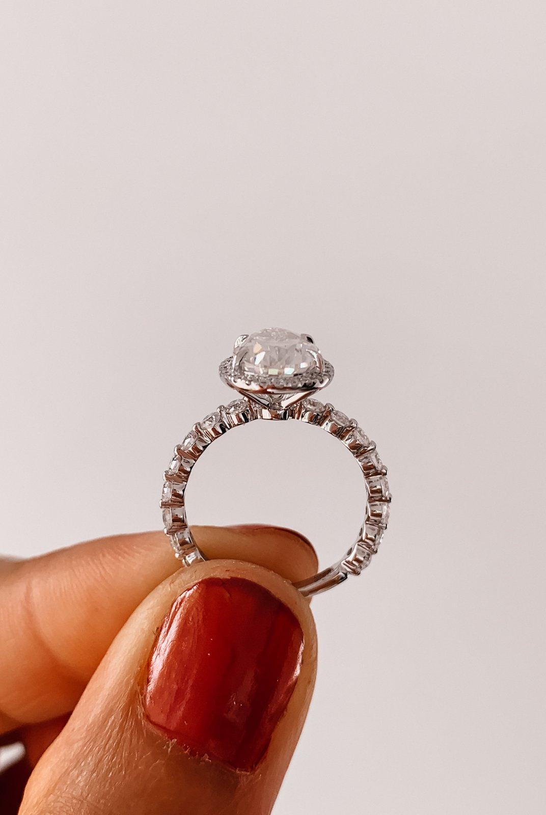 2.0CT Pear Halo Moissanite Diamond Bubble Pave Engagement Ring
