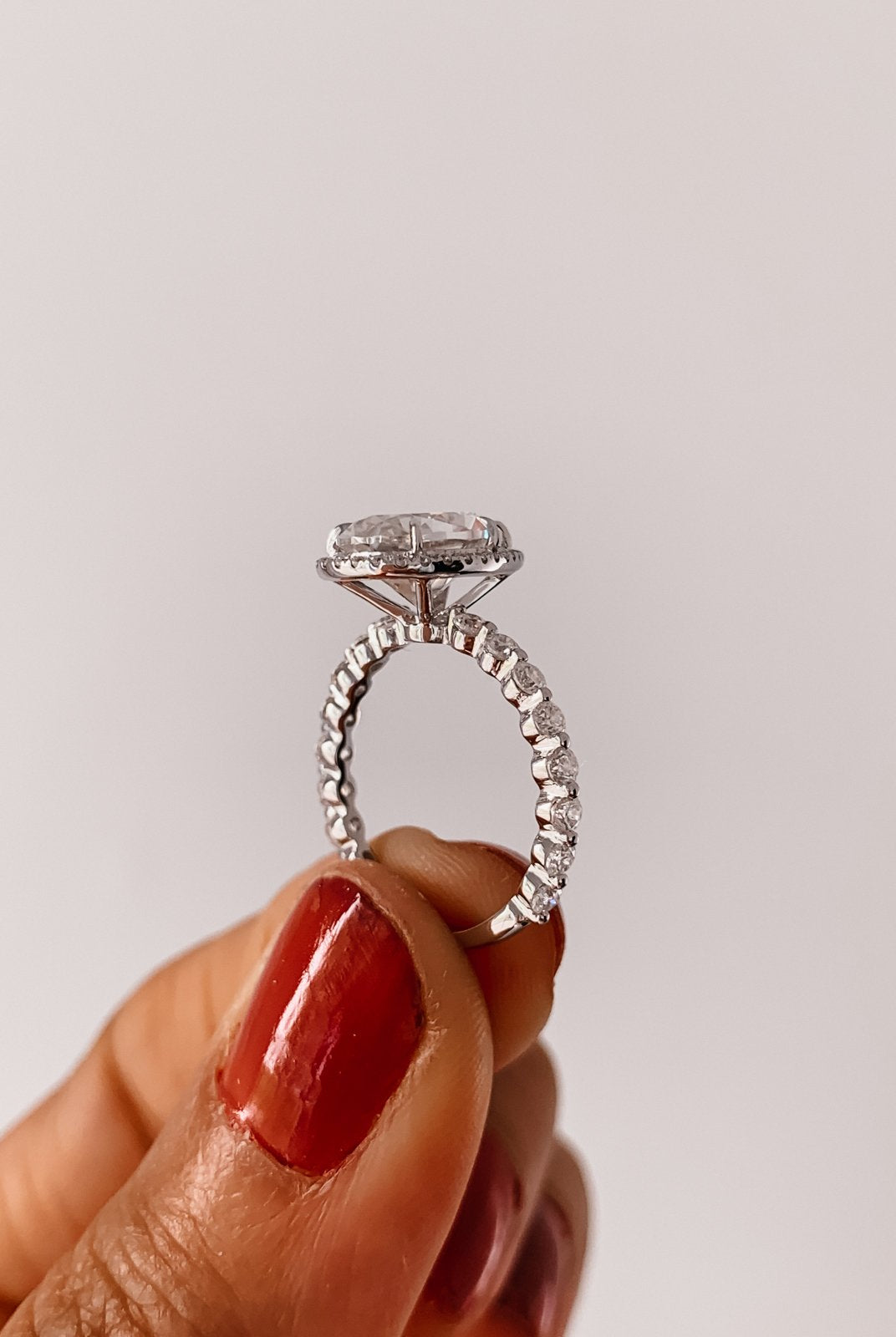 2.0CT Pear Halo Moissanite Diamond Bubble Pave Engagement Ring
