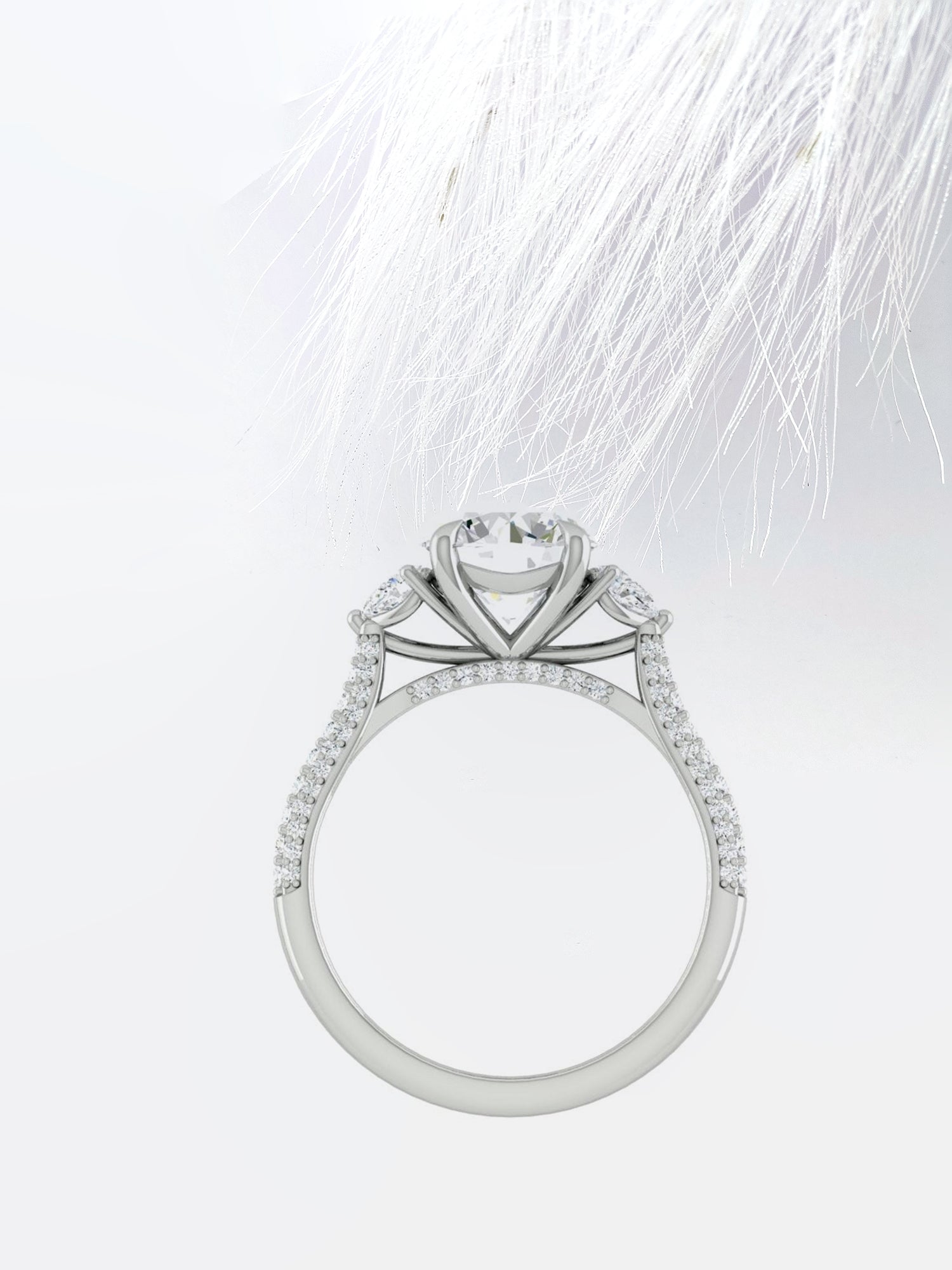 Round Cut Diamond Pave Moissanite Engagement Ring For Women