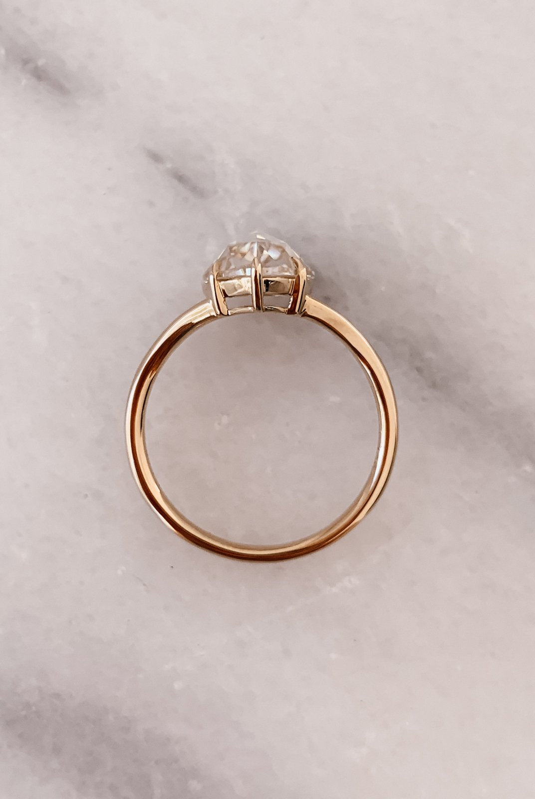 1.0 CT Pear Rose Cut Moissanite Diamond Split Shank Engagement Ring For Women