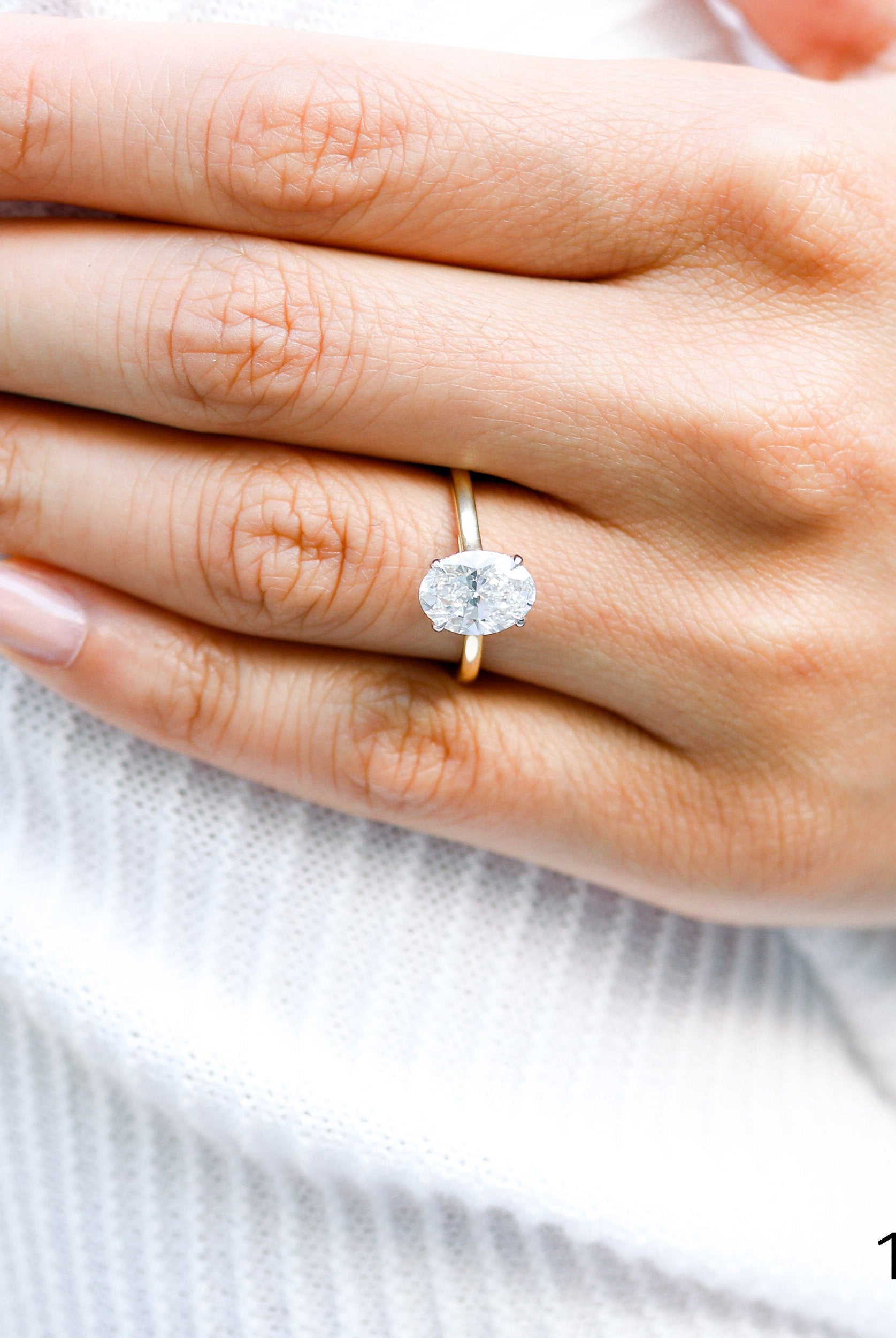 1.75ct Oval Cathedral Set Moissanite Diamond Solitaire Engagement Ring