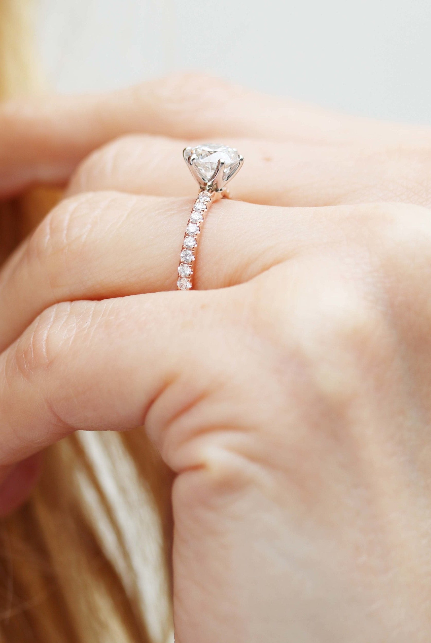 2.0CT Round Brilliant Cut Moissanite Pave Diamond Engagement Ring