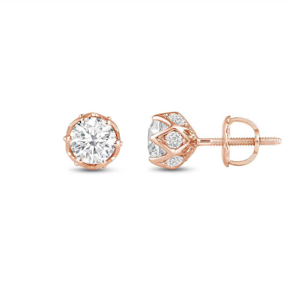 Round Cut Moissanite Vintage Diamond Stud Earrings for Her