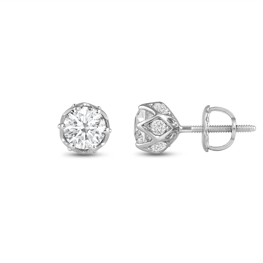 Round Cut Moissanite Vintage Diamond Stud Earrings for Her