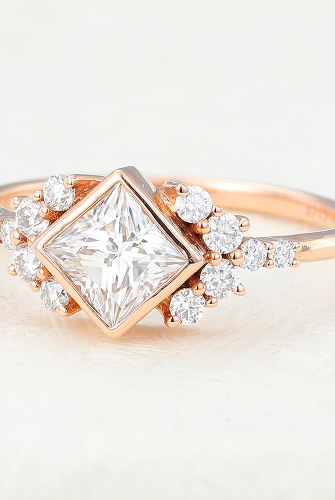 princess-shaped-moissanite-cluster-engagement-ring