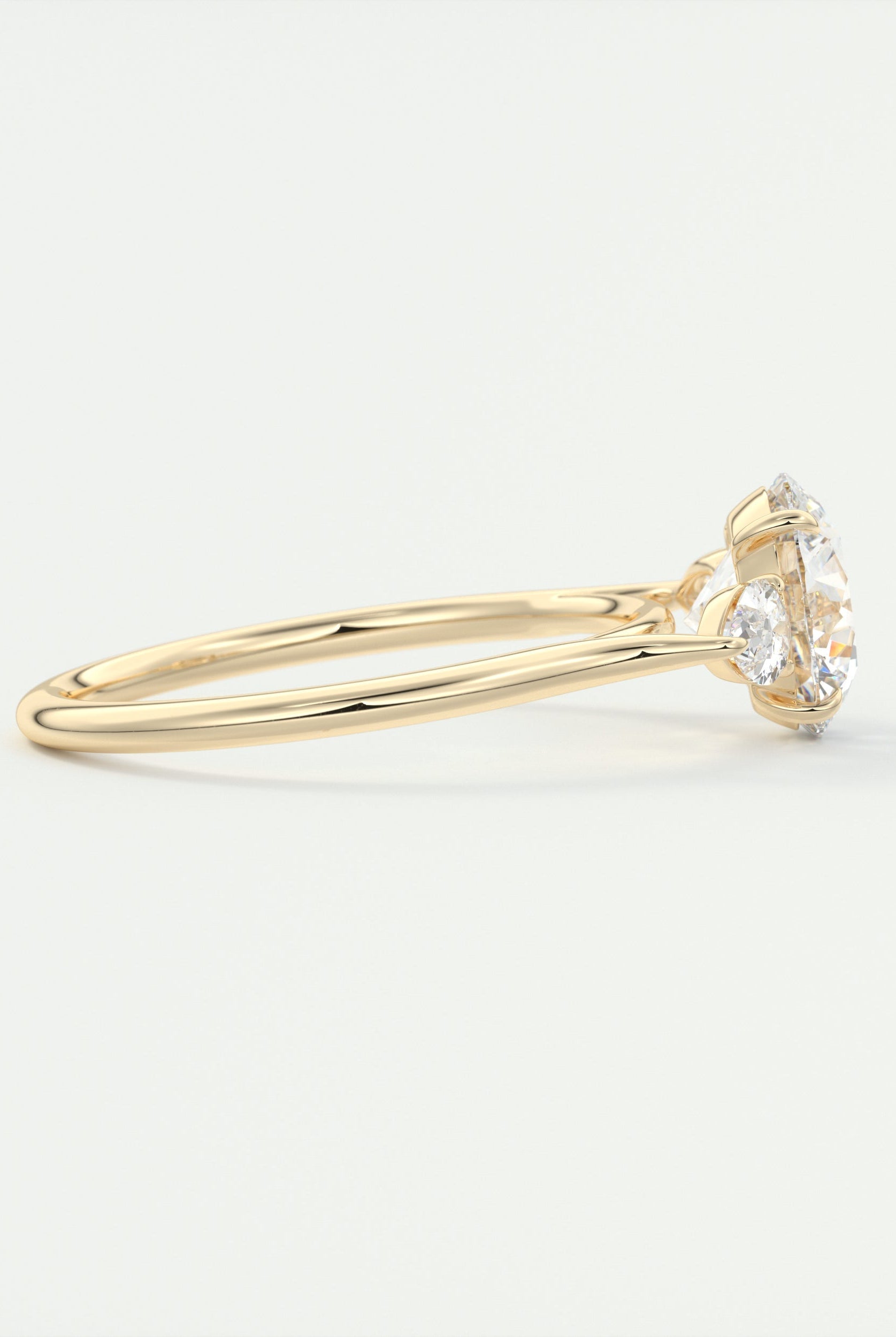 2CT Three Stone Round Moissanite Diamond Engagement Ring For Women In 14K Yellow Gold