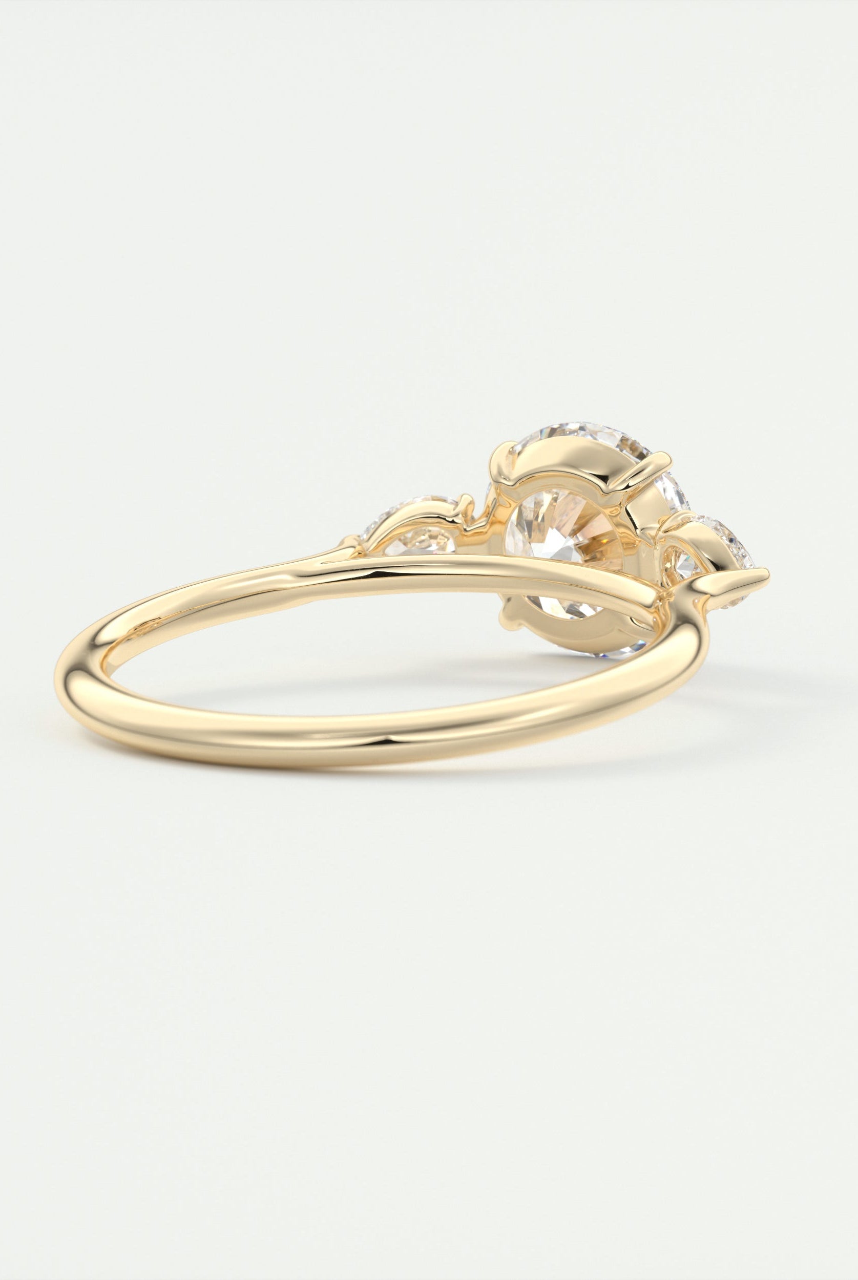 2CT Three Stone Round Moissanite Diamond Engagement Ring For Women In 14K Yellow Gold