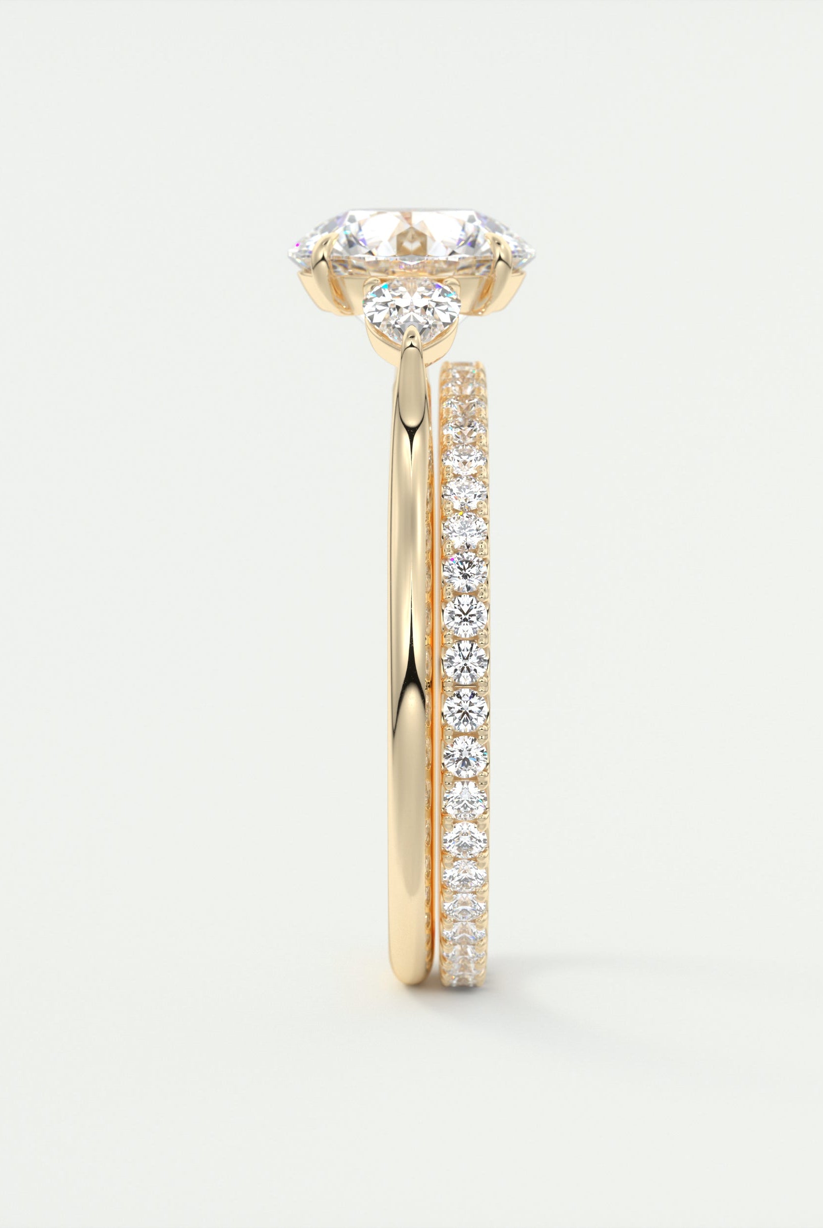2CT Three Stone Round Moissanite Diamond Engagement Ring For Women In 14K Yellow Gold