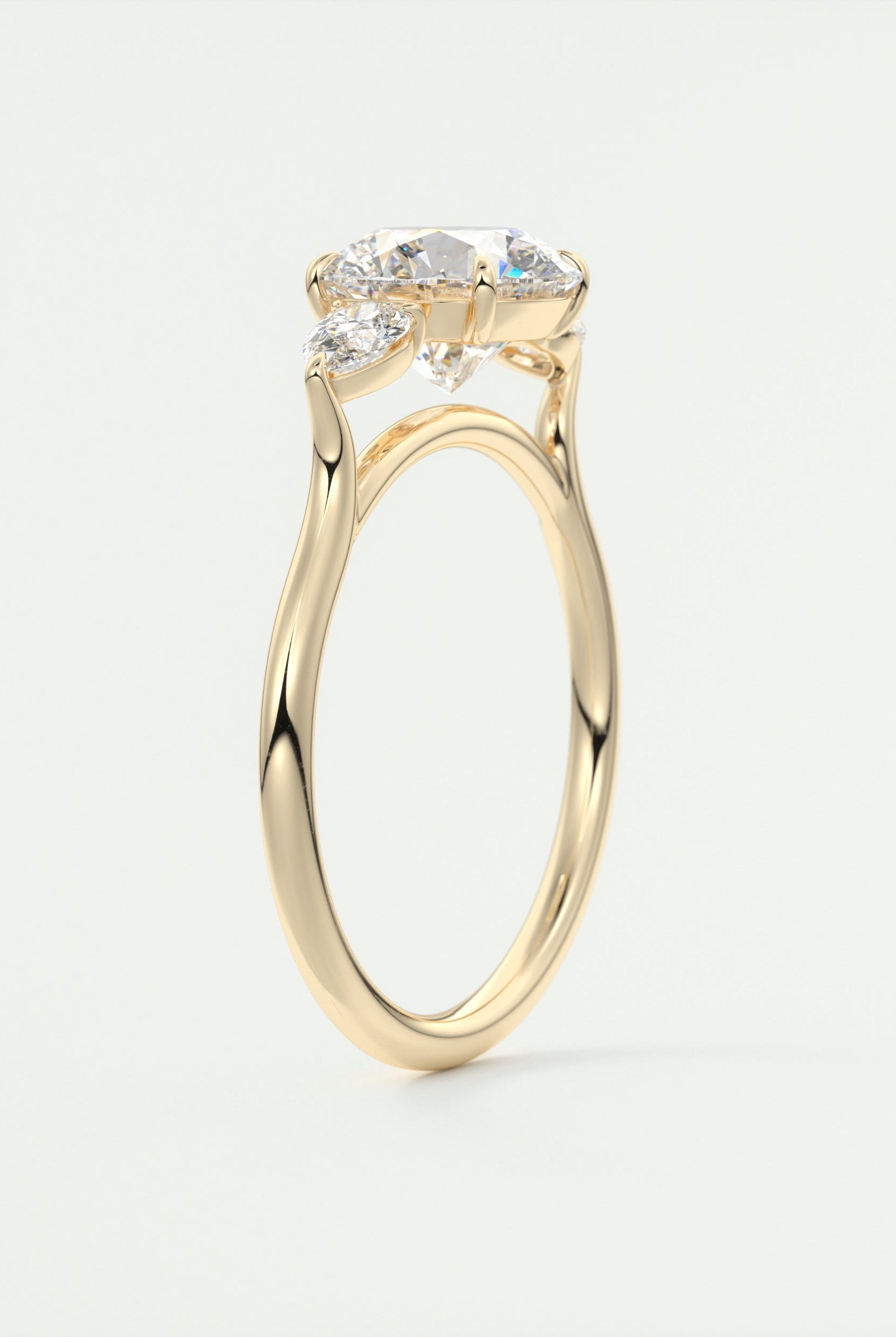 2CT Three Stone Round Moissanite Diamond Engagement Ring For Women In 14K Yellow Gold