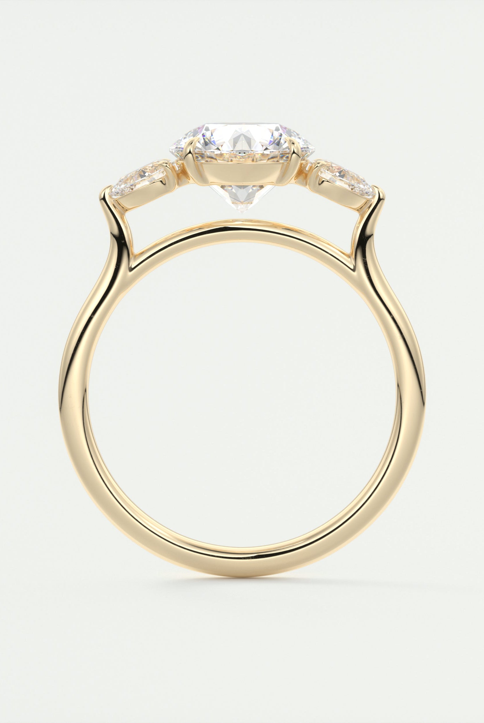 2CT Three Stone Round Moissanite Diamond Engagement Ring For Women In 14K Yellow Gold