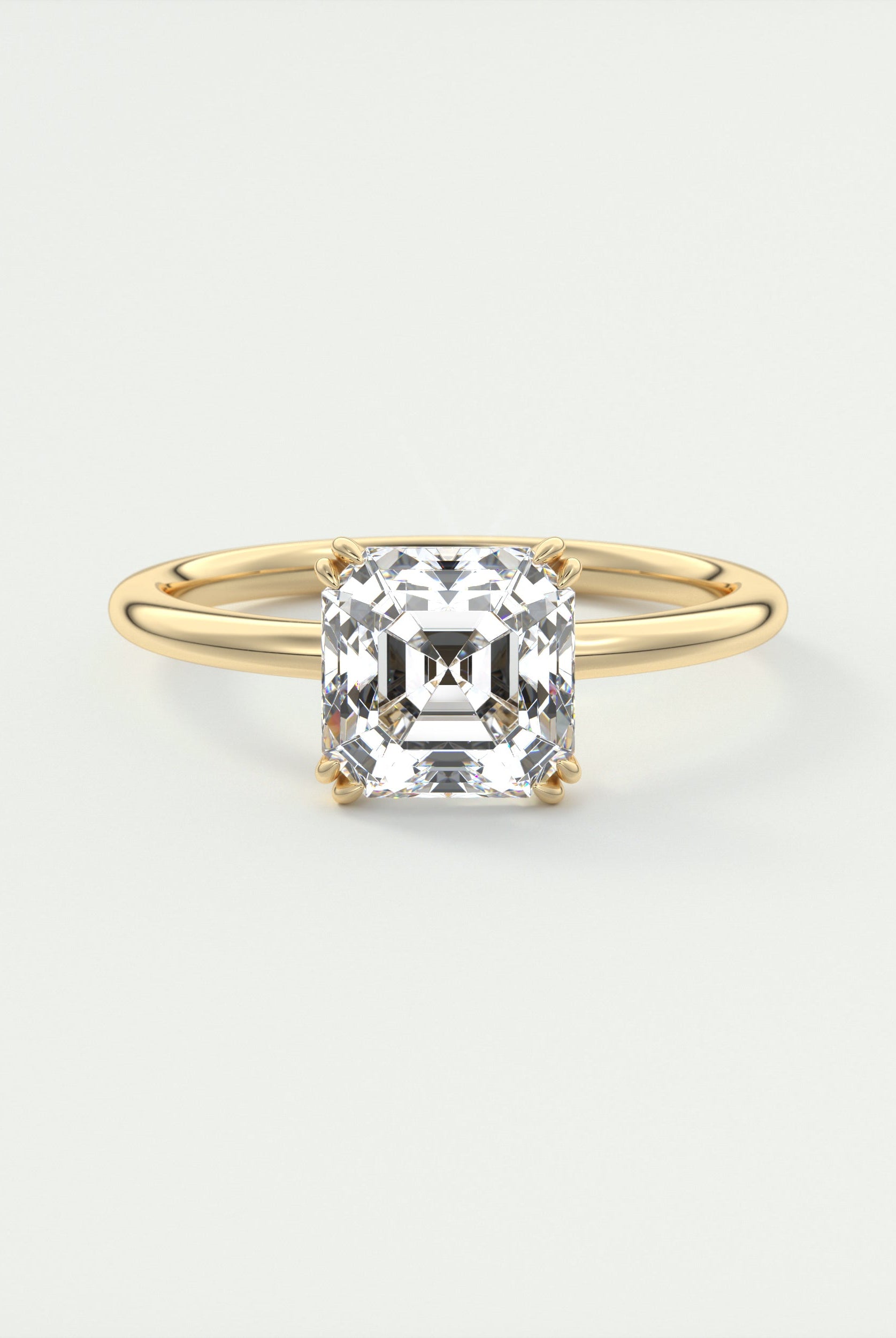 2CT Asscher Double Claw Prong Moissanite Diamond Solitaire Engagement Ring
