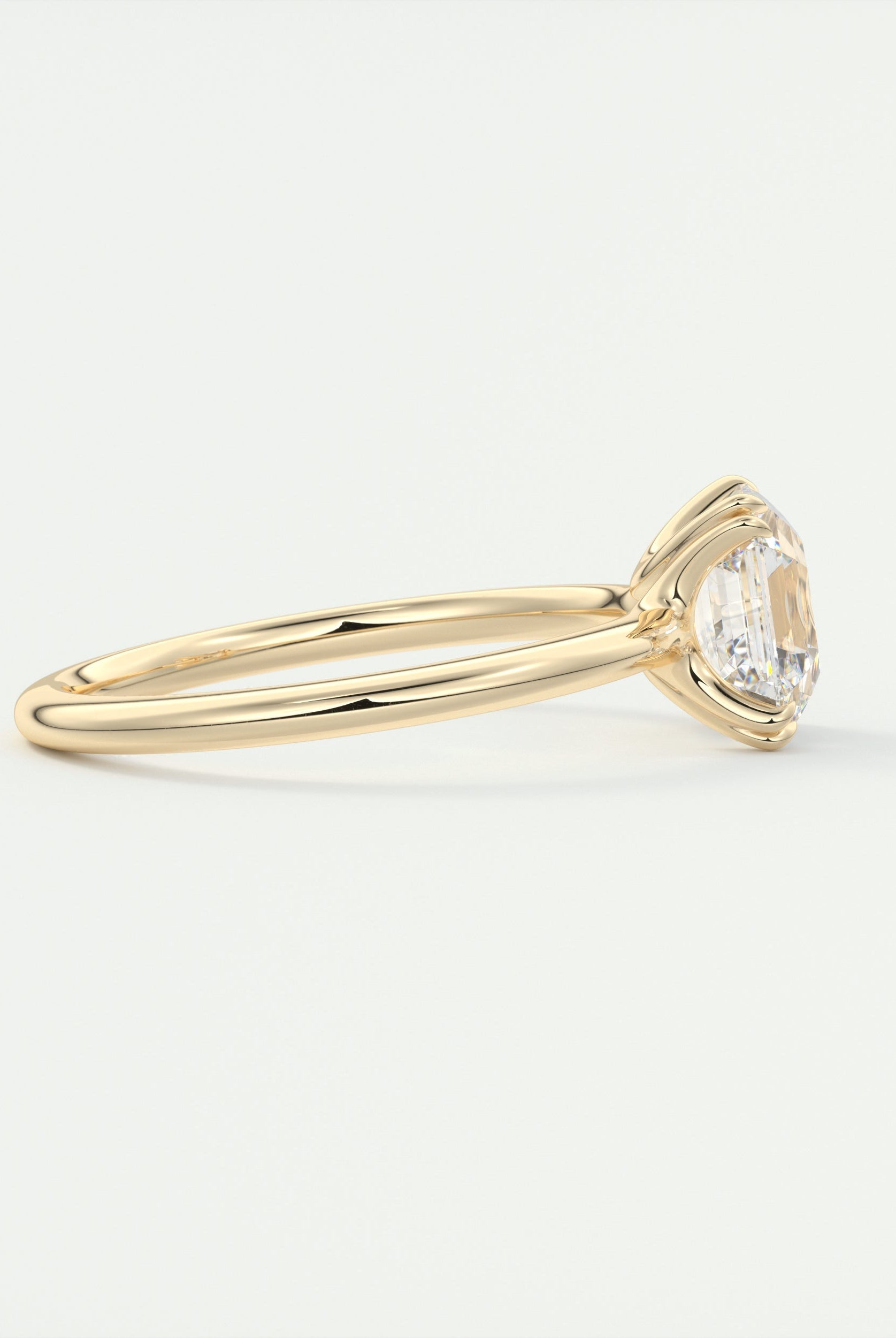 2CT Asscher Double Claw Prong Moissanite Diamond Solitaire Engagement Ring