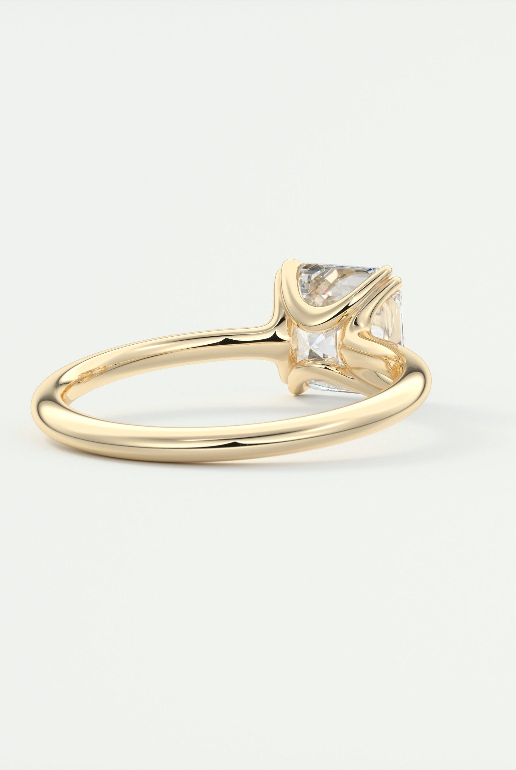 2CT Asscher Double Claw Prong Moissanite Diamond Solitaire Engagement Ring
