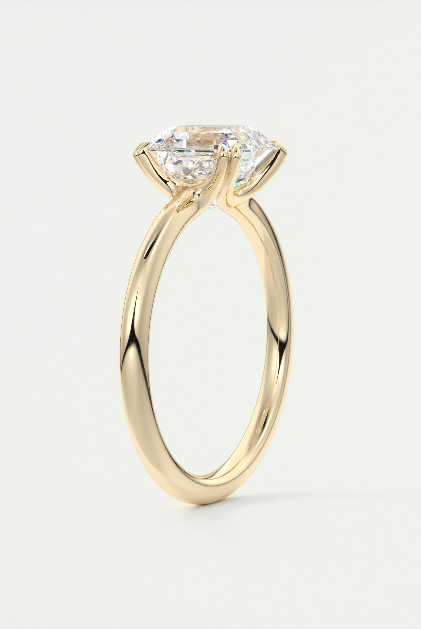 2CT Asscher Double Claw Prong Moissanite Diamond Solitaire Engagement Ring