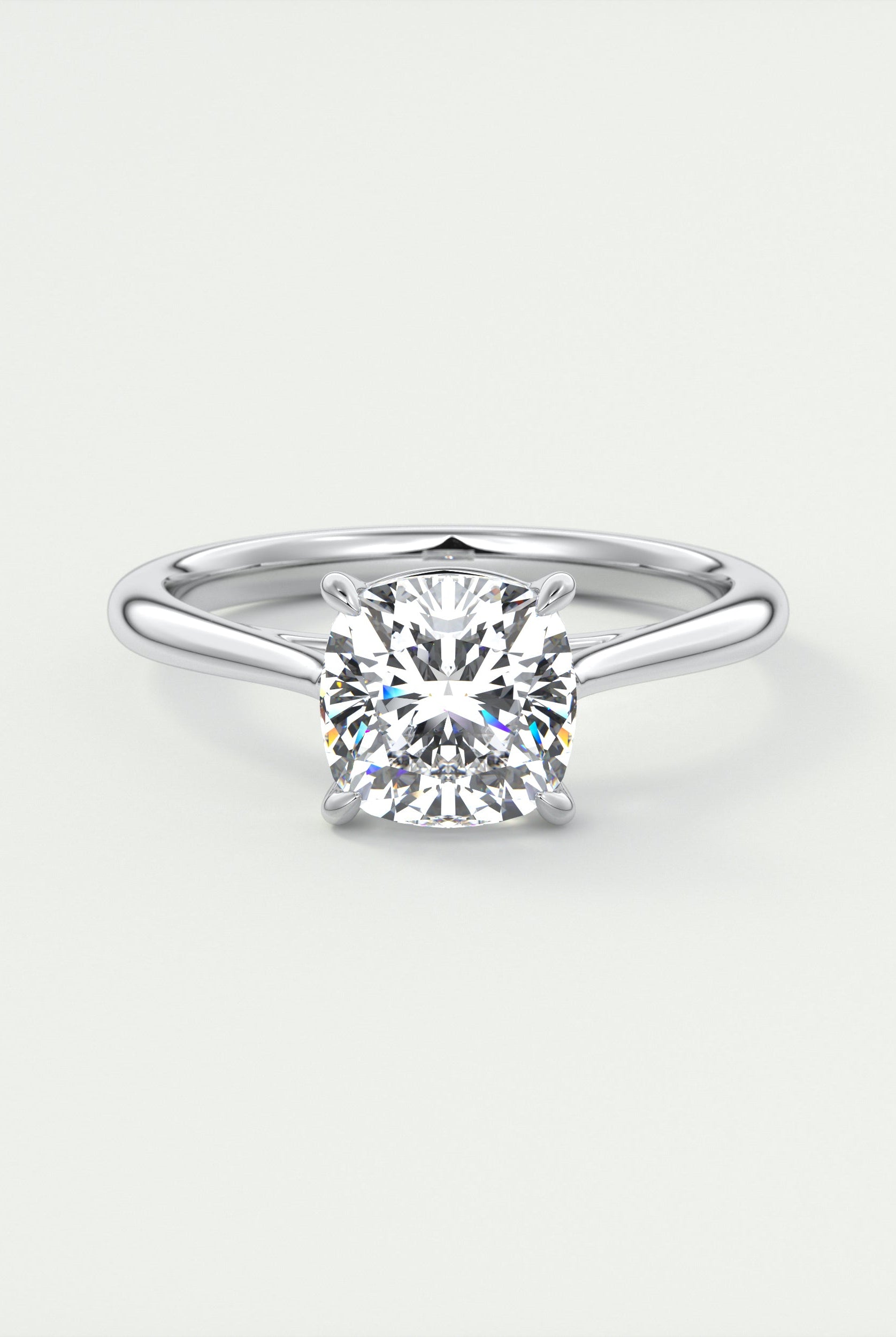 2CT Cushion Moissanite Diamond Solitaire Engagement Ring In 18K White Gold
