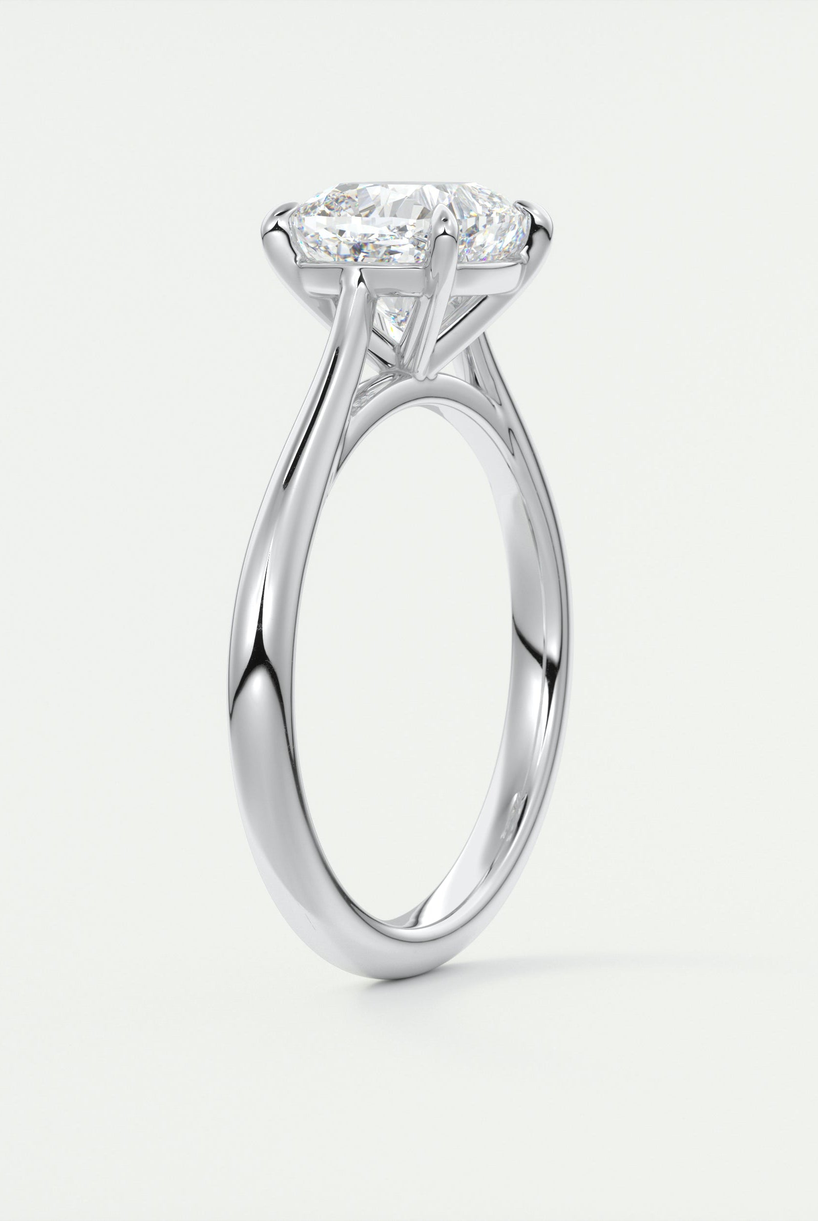2CT Cushion Moissanite Diamond Solitaire Engagement Ring In 18K White Gold