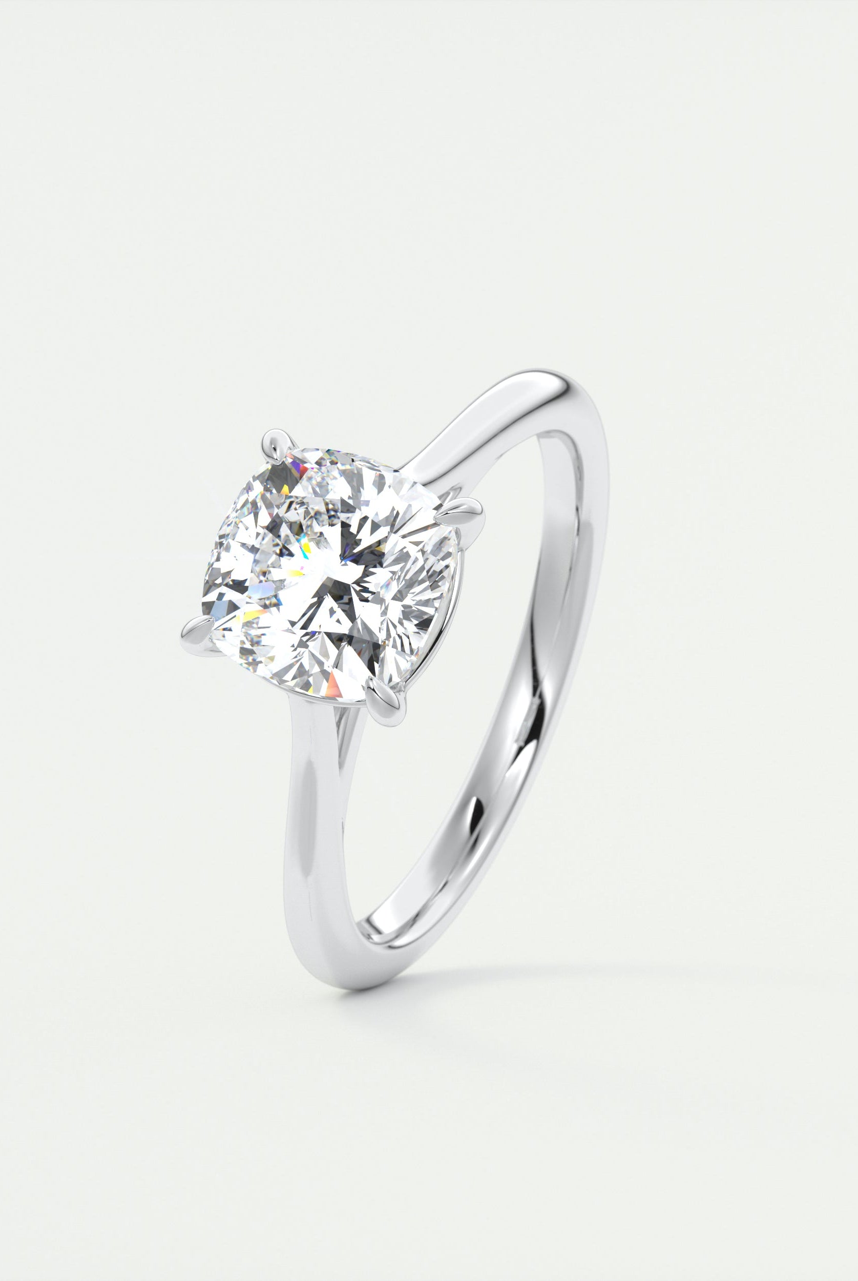 2CT Cushion Moissanite Diamond Solitaire Engagement Ring In 18K White Gold
