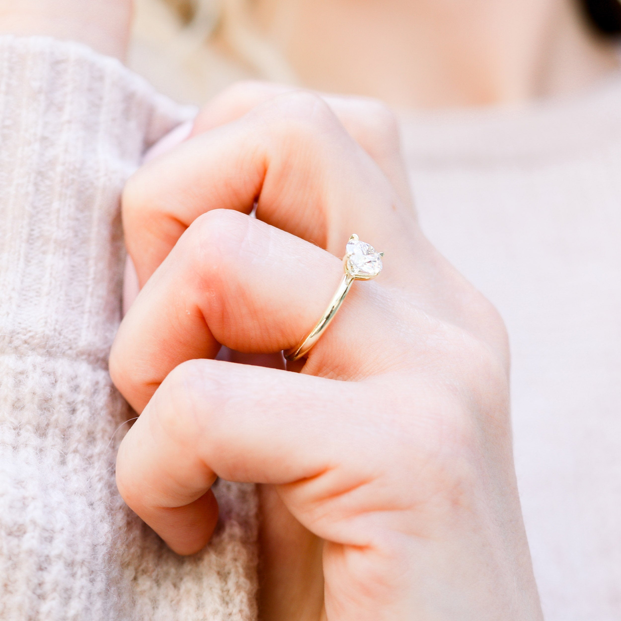 2.25ct Round Four Prong Moissnaite Diamond Engagement Ring In 14K Solid Gold